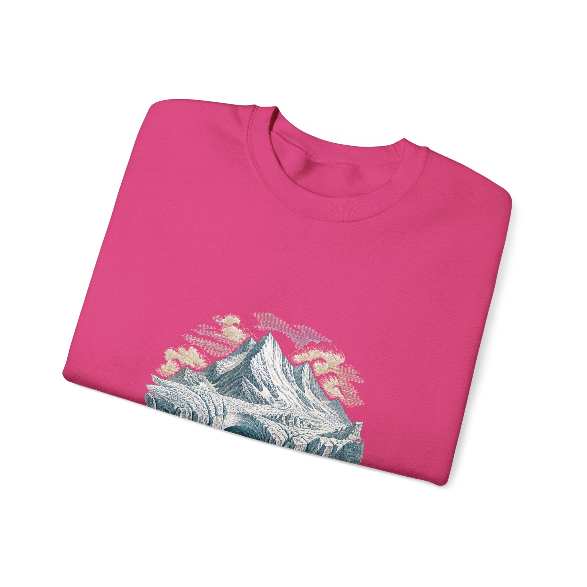 Matching Couple Sweatshirt - Volcano & Glacier Matching Couple Premium Fleece Sweatshirt Vintage Art His Hers Honeymoon Gift - Design B