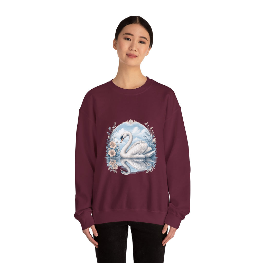 Matching Couple Sweatshirt - Raven & Swan Matching Couple Crewneck Sweatshirt Vintage Art His Hers Wedding Gift - Design B