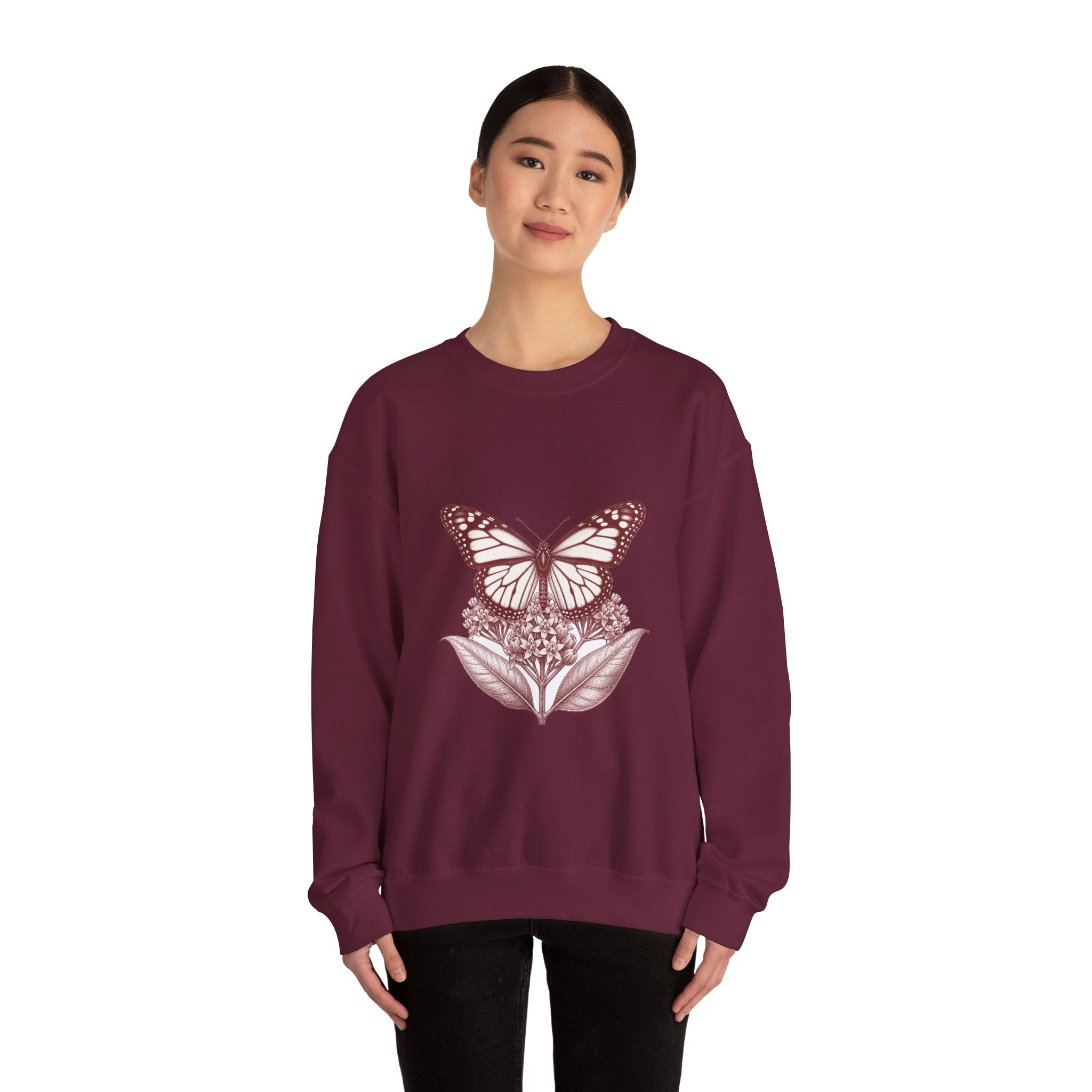 Matching Couple Sweatshirt - Butterfly & Moth Matching Couple Premium Fleece Sweatshirt Vintage Art His Hers Honeymoon Gift - Design A