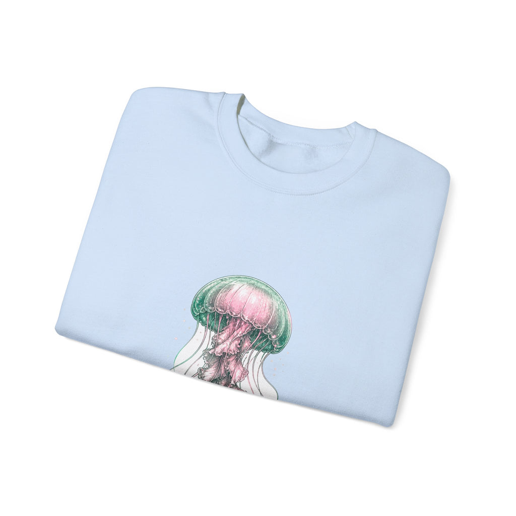 Matching Couple Sweatshirt - Octopus & Jellyfish Matching Couple Premium Fleece Sweatshirt Hand-Drawn Art His Hers Anniversary Gift - Design B
