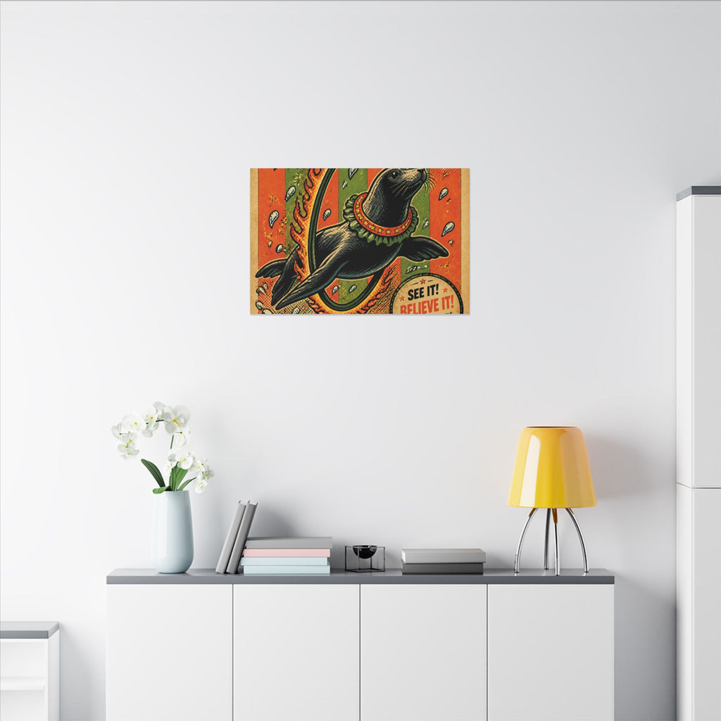 Seal Fire Hoop Wall Art Canvas 24×36 Pop Art Restaurant Decor Maximalist Print