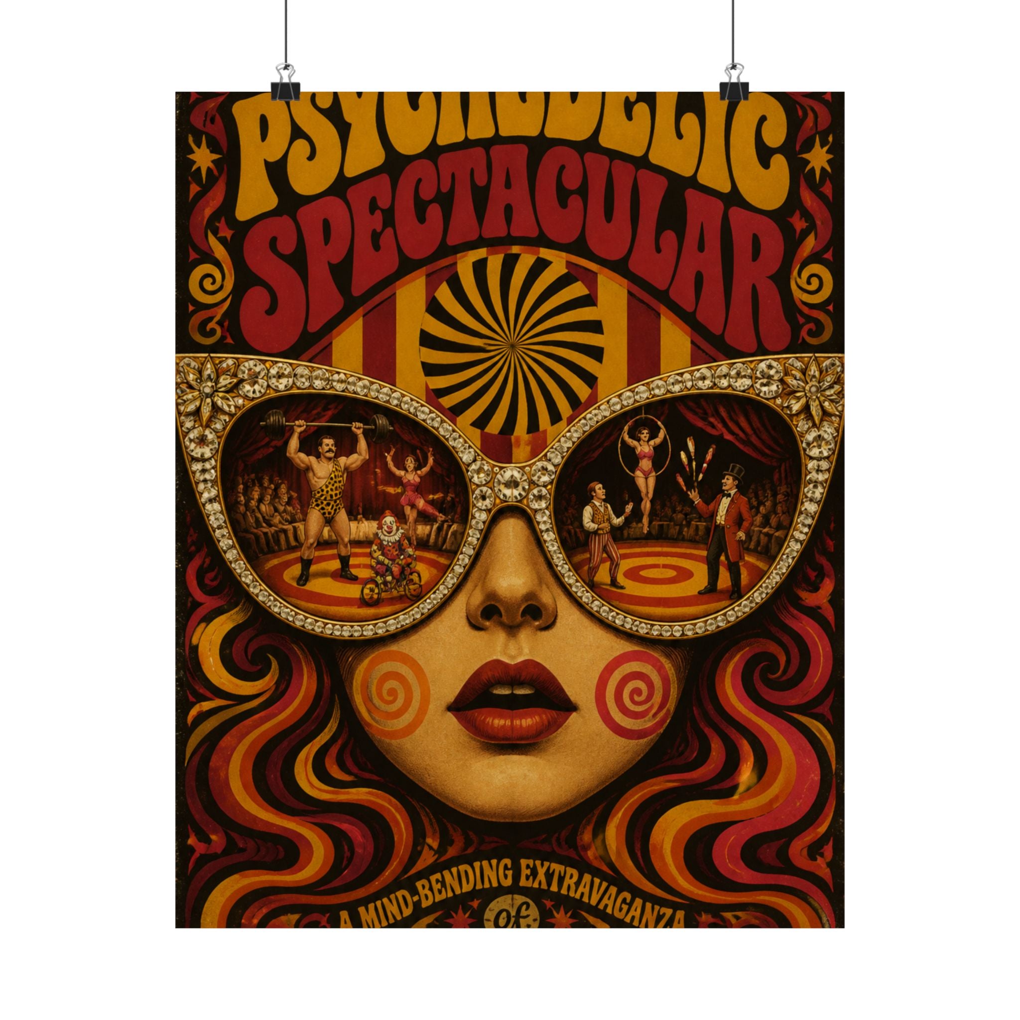 Sunglasses Circus Ring Wall Art Poster 18×24 Psychedelic Cafe Decor Maximalist Print