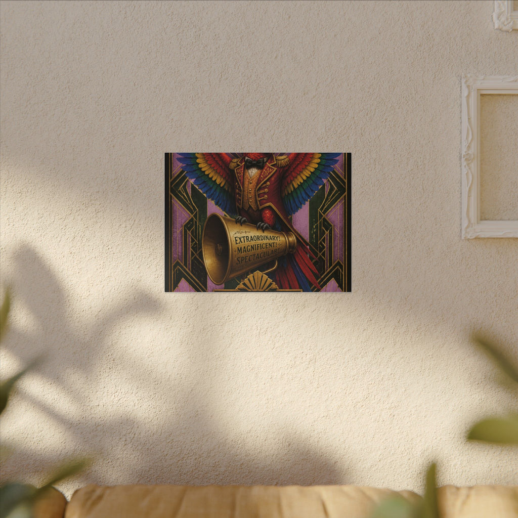 Parrot Ringmaster Wall Art Canvas 16×20 Art Deco Entryway Decor Maximalist Print