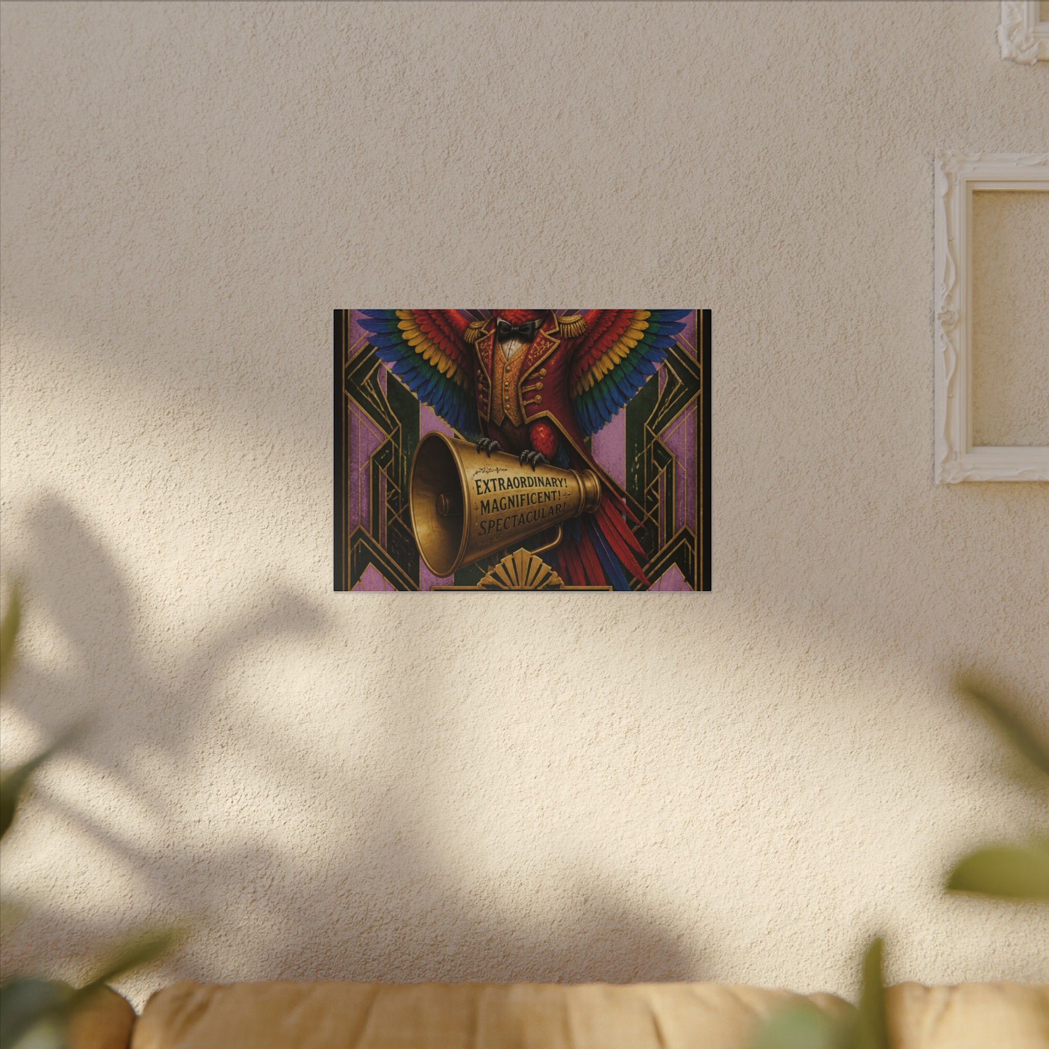 Parrot Ringmaster Wall Art Canvas 16×20 Art Deco Entryway Decor Maximalist Print