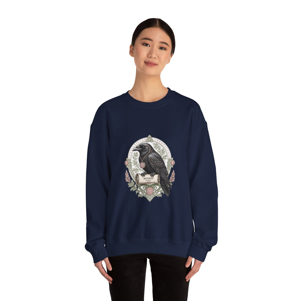 Matching Couple Sweatshirt - Huginn & Muninn Matching Couple Crewneck Sweatshirt Vintage Art His Hers Wedding Gift - Design B