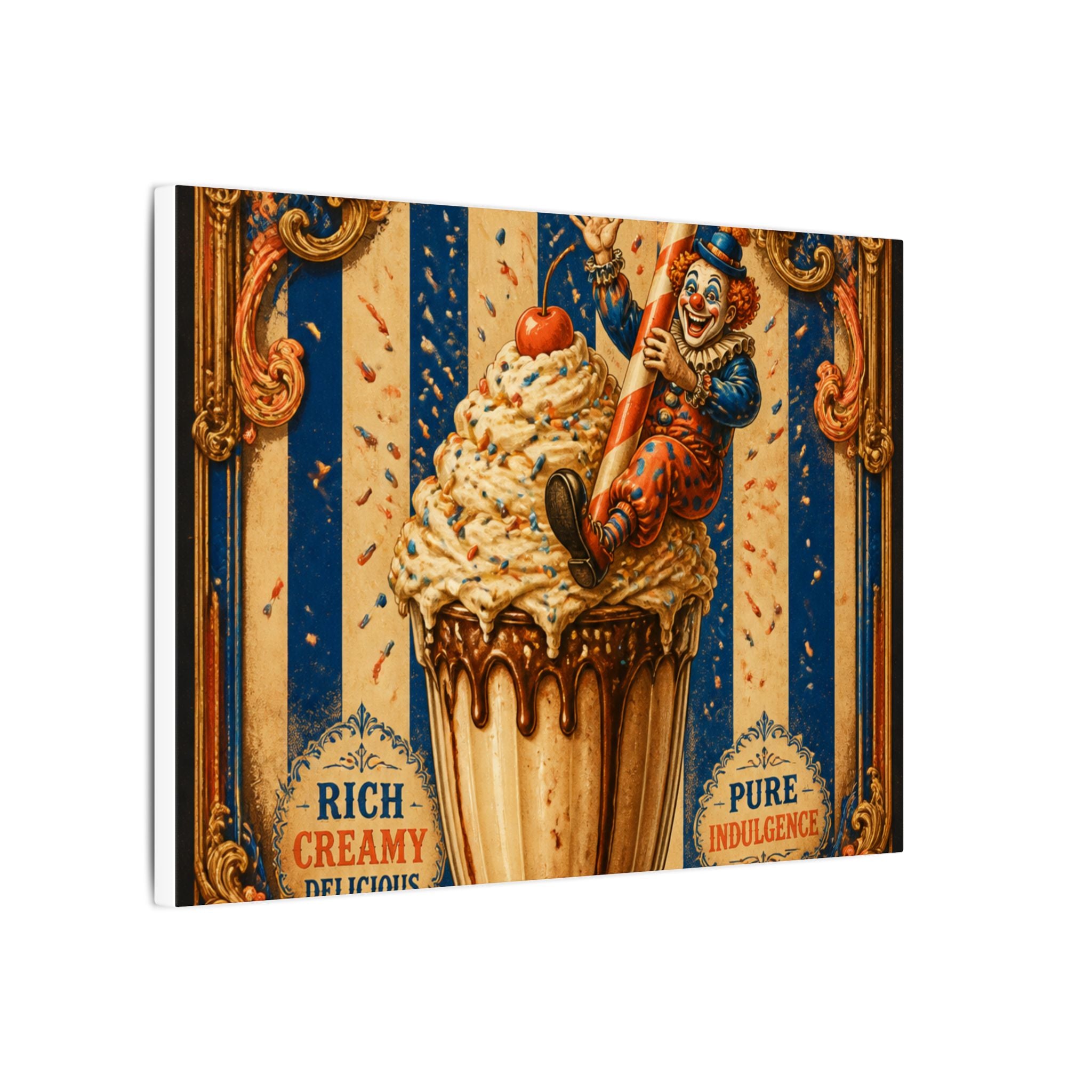 Milkshake Slide Clown Wall Art Canvas 16×20 Baroque Home Office Decor Maximalist Print