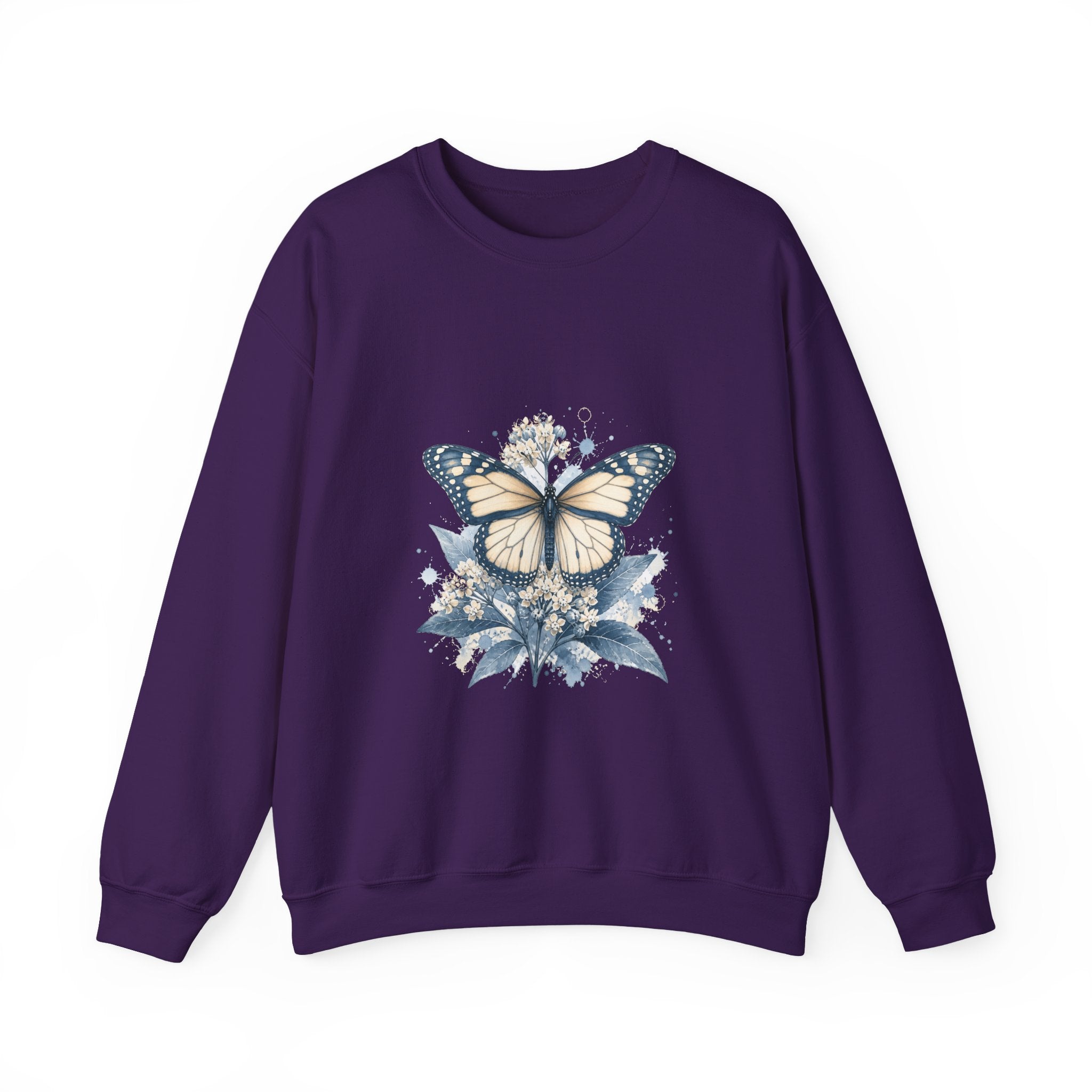 Matching Couple Sweatshirt - Butterfly & Moth Matching Couple Comfort Colors Crew Watercolor Art His Hers Birthday Gift - Design A