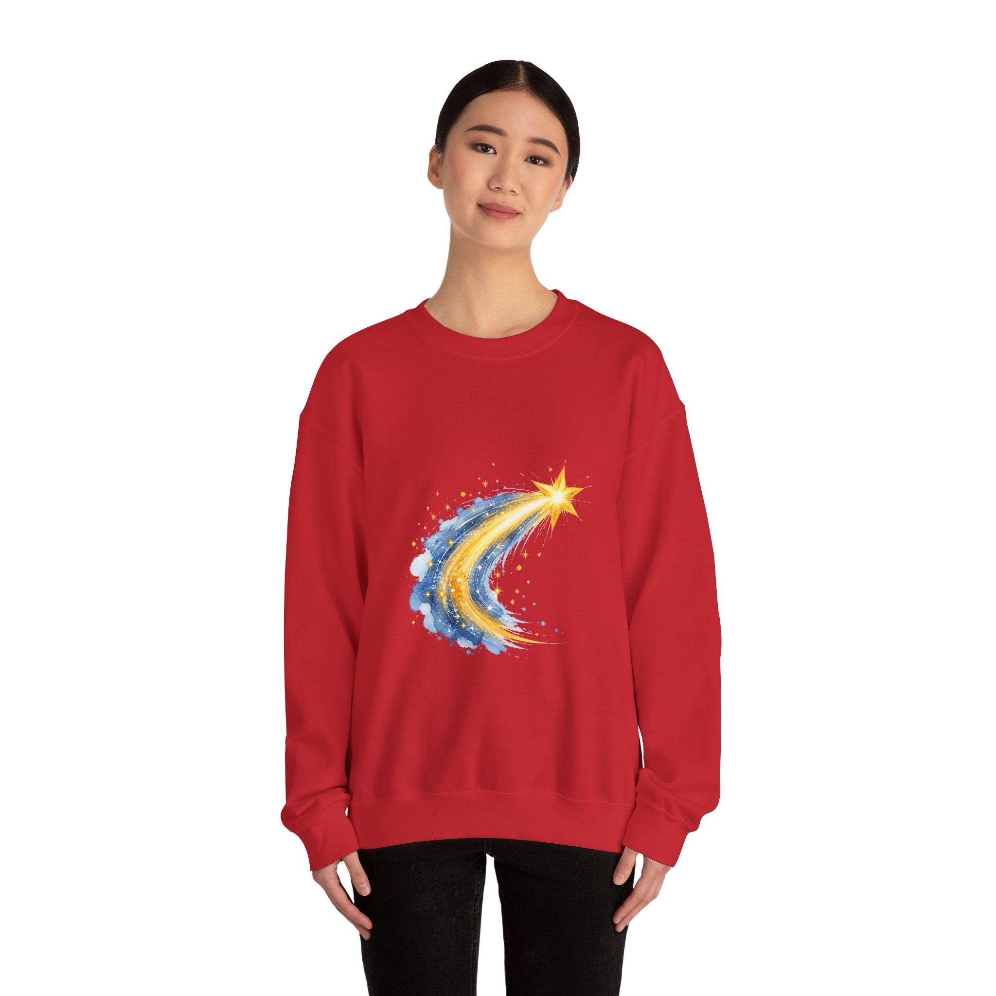 Matching Couple Sweatshirt - Shooting Star & North Star Matching Couple Comfort Colors Crew Watercolor Art His Hers Birthday Gift - Design A