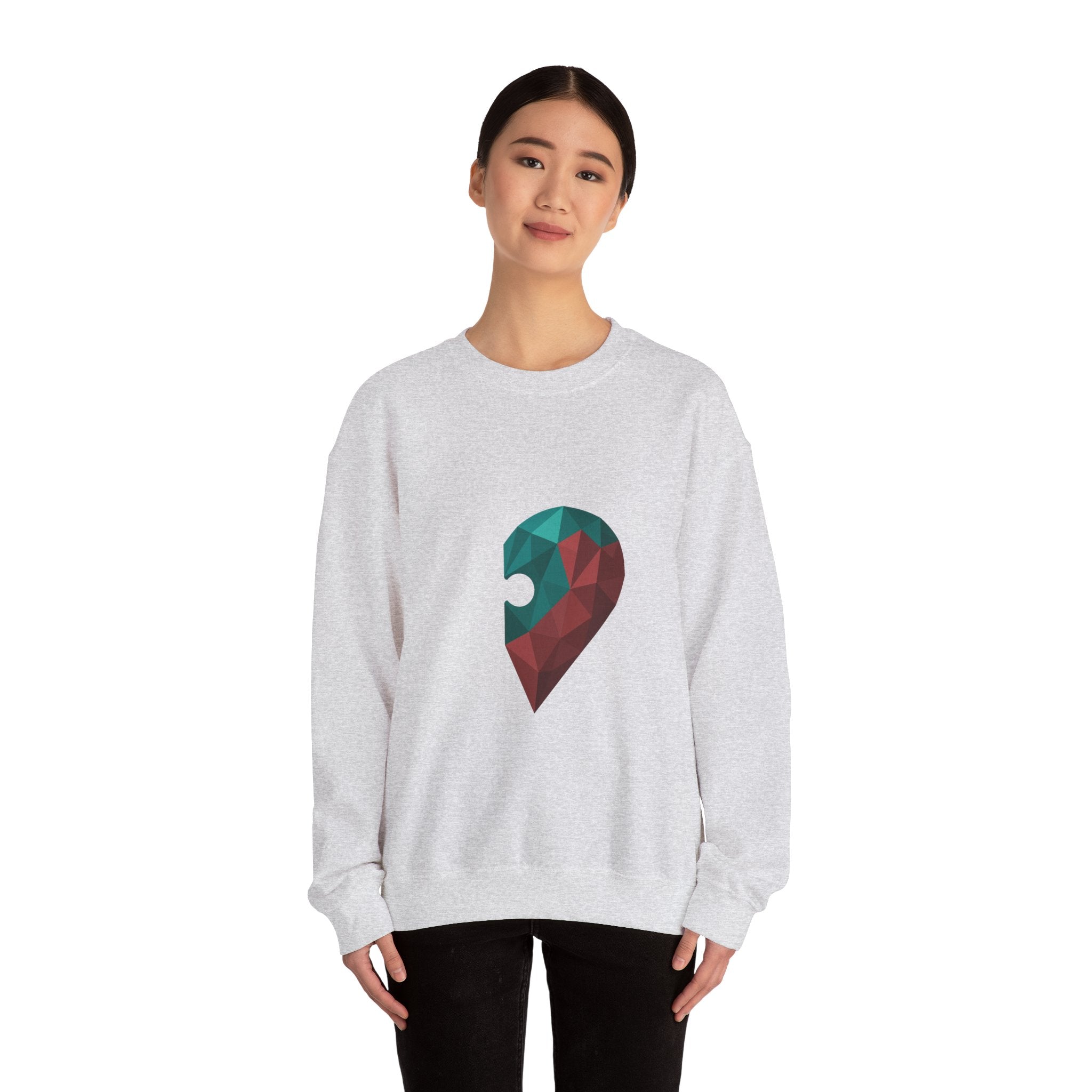 Matching Couple Sweatshirt - Puzzle Pieces Matching Couple Premium Fleece Sweatshirt Geometric Art His Hers Love Gift - Design B