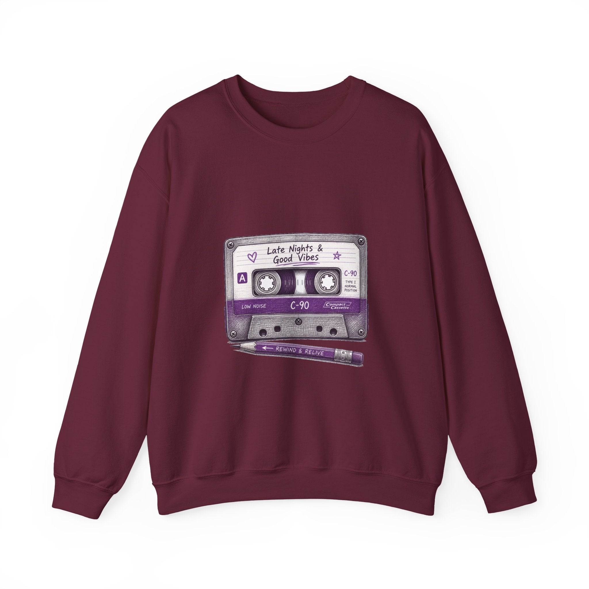 Matching Couple Sweatshirt - Vinyl & Cassette Matching Couple Crewneck Sweatshirt Hand-Drawn Art His Hers Best Friend Gift - Design B