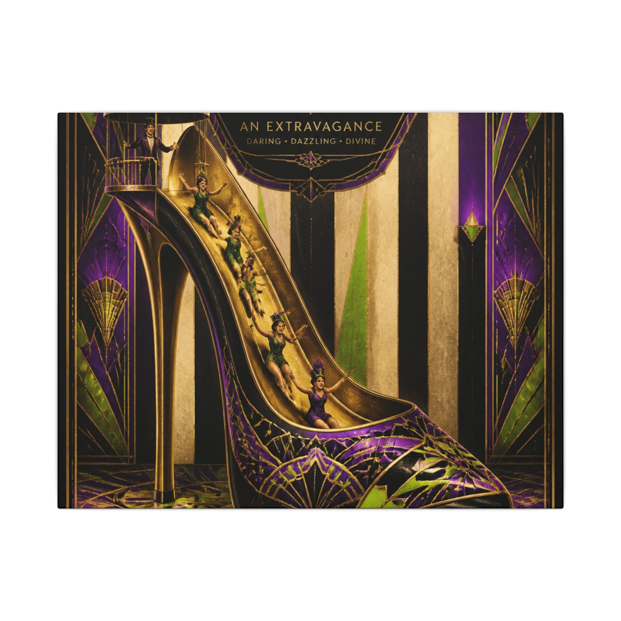 High Heel Slide Wall Art Canvas 24×36 Art Deco Bar Area Decor Maximalist Print