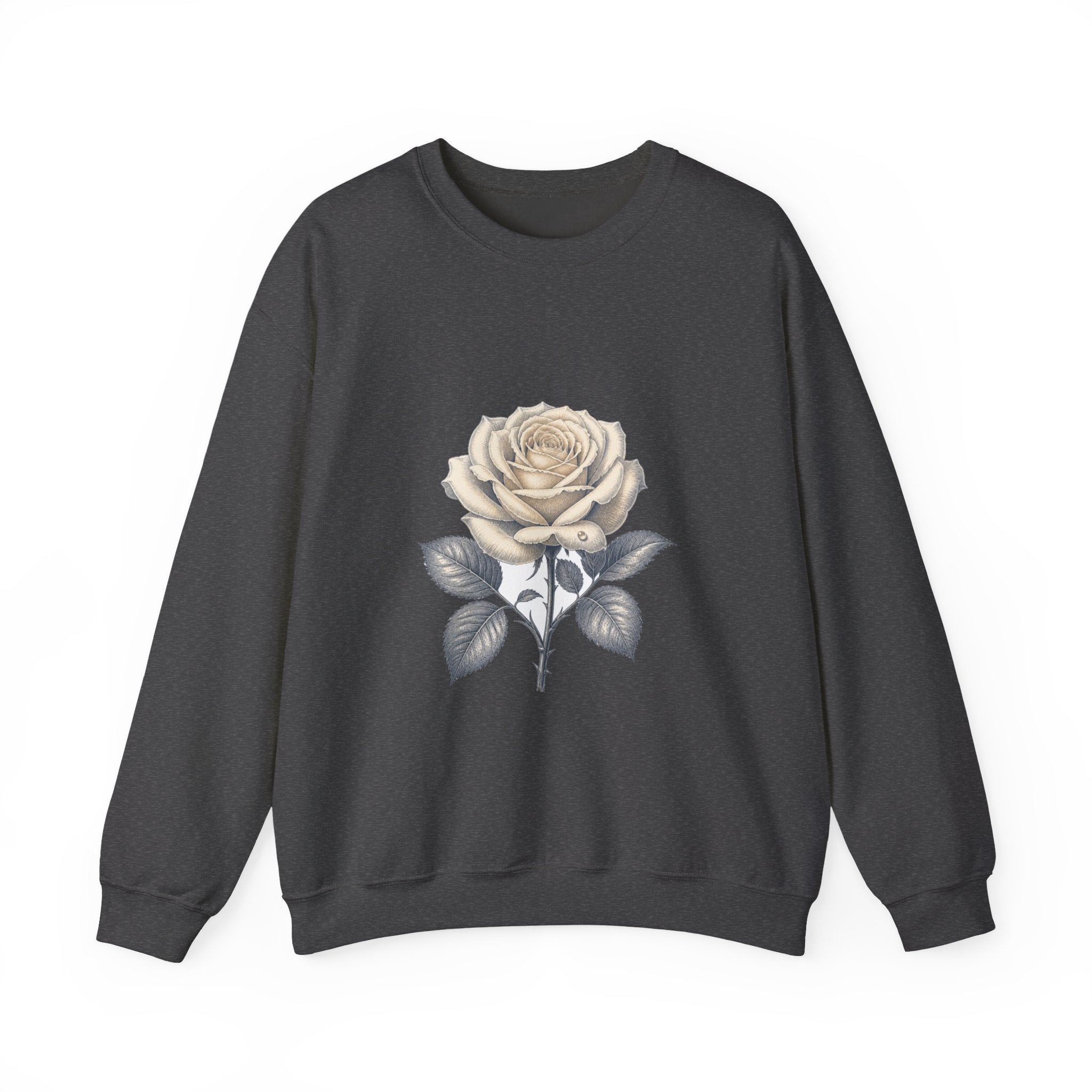 Matching Couple Sweatshirt - Rose & Thorn Matching Couple Crewneck Sweatshirt Vintage Art His Hers Wedding Gift - Design A