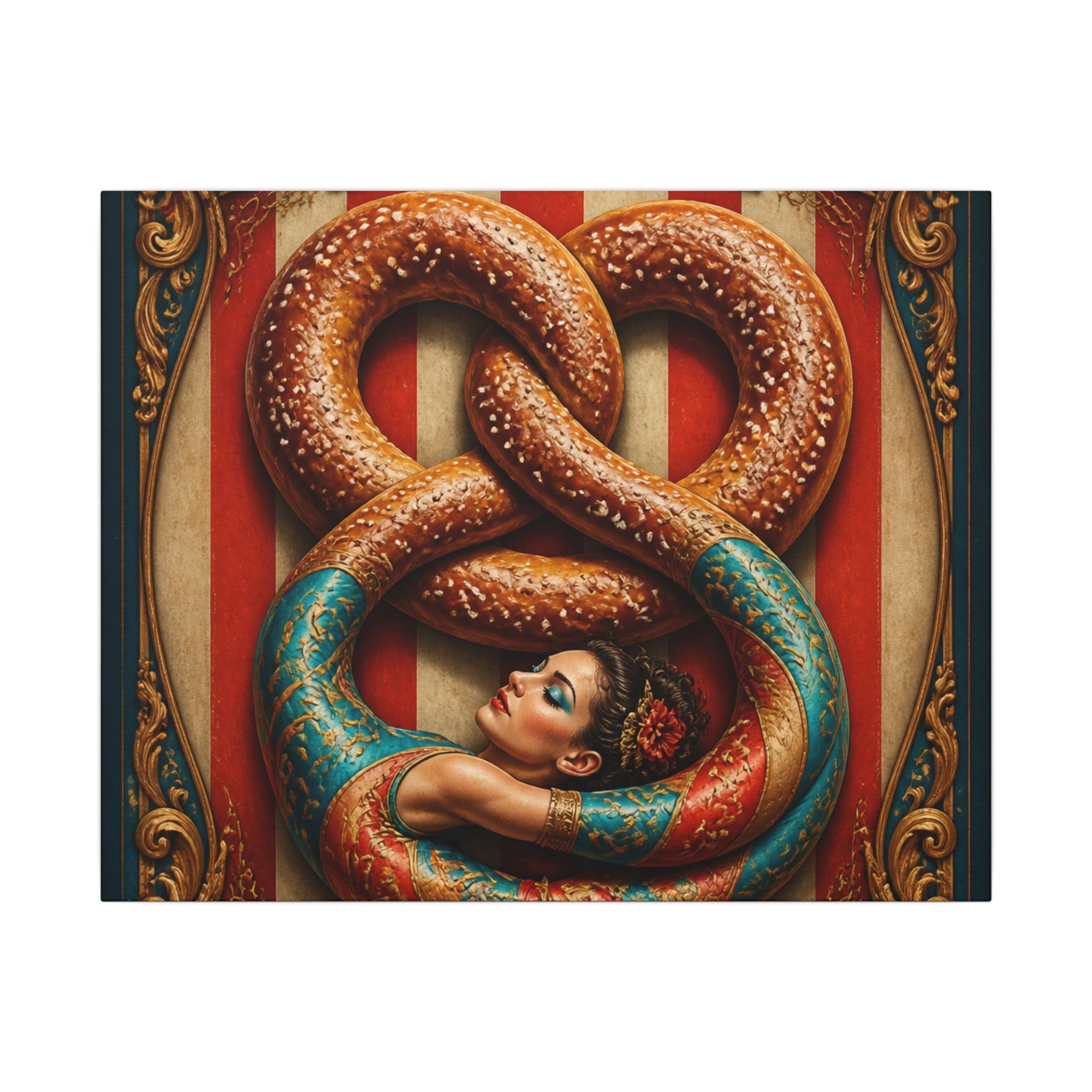Pretzel Contortionist Wall Art Canvas 16×20 Baroque Home Office Decor Maximalist Print