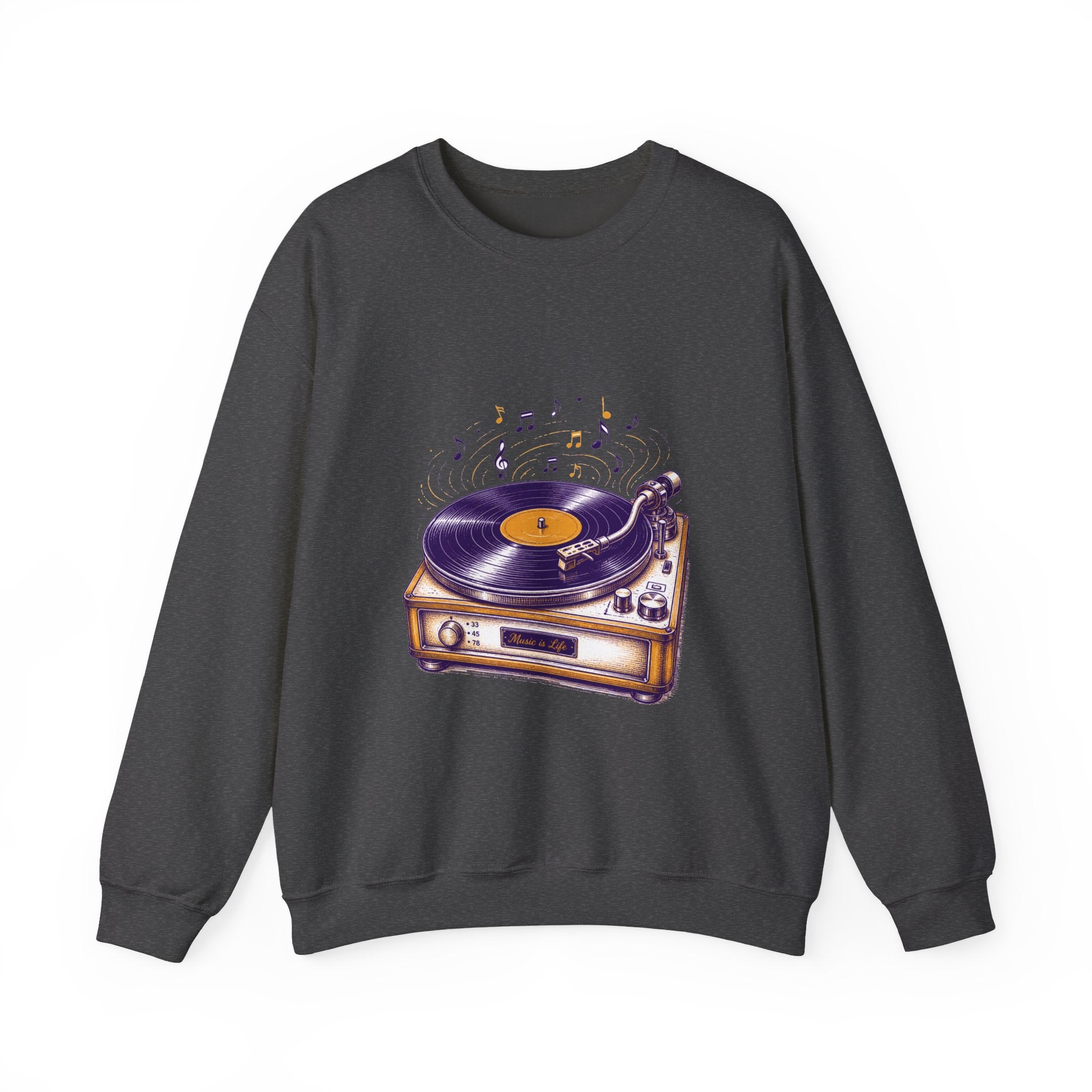 Matching Couple Sweatshirt - Vinyl & Cassette Matching Couple Premium Fleece Sweatshirt Hand-Drawn Art His Hers Anniversary Gift - Design A