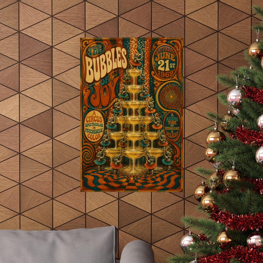 Champagne Tower Elephants Wall Art Poster 24×36 Psychedelic Dining Room Decor Maximalist Print