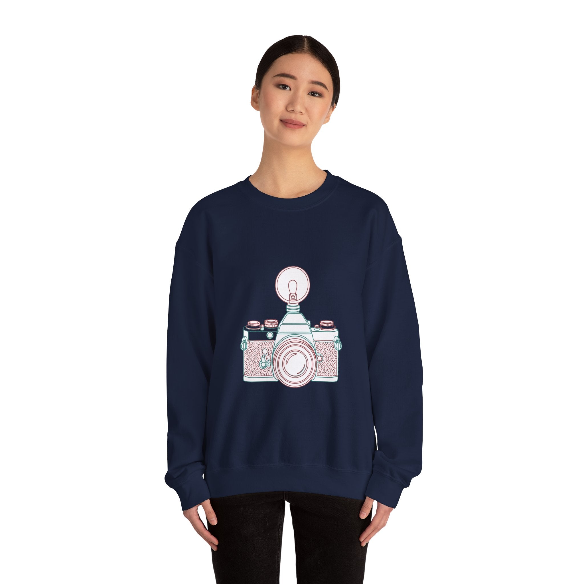 Matching Couple Sweatshirt - Camera & Film Matching Couple Premium Fleece Sweatshirt Minimalist Art His Hers Christmas Gift - Design A
