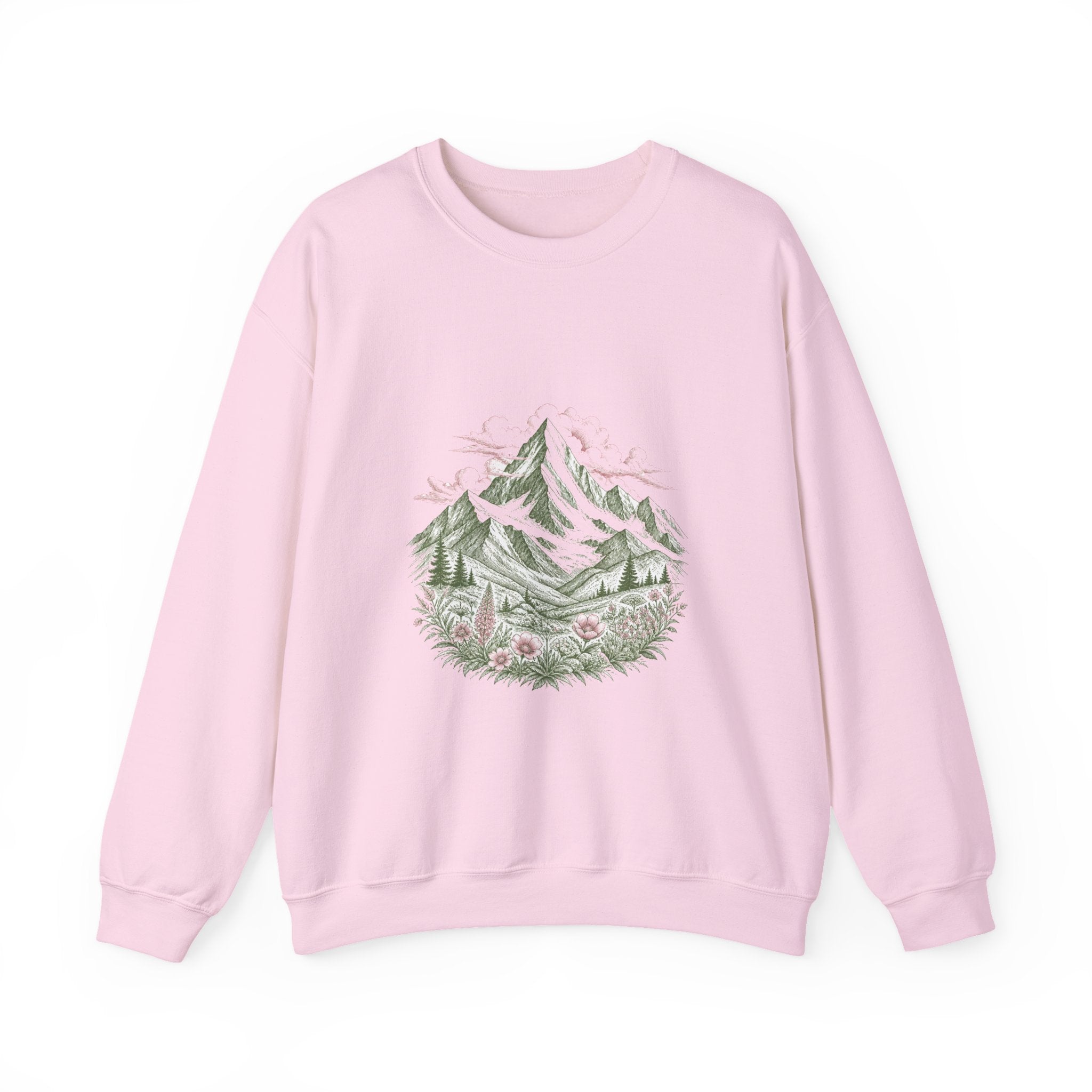 Matching Couple Sweatshirt - Mountain & Ocean Matching Couple Comfort Colors Crew Hand-Drawn Art His Hers Anniversary Gift - Design A