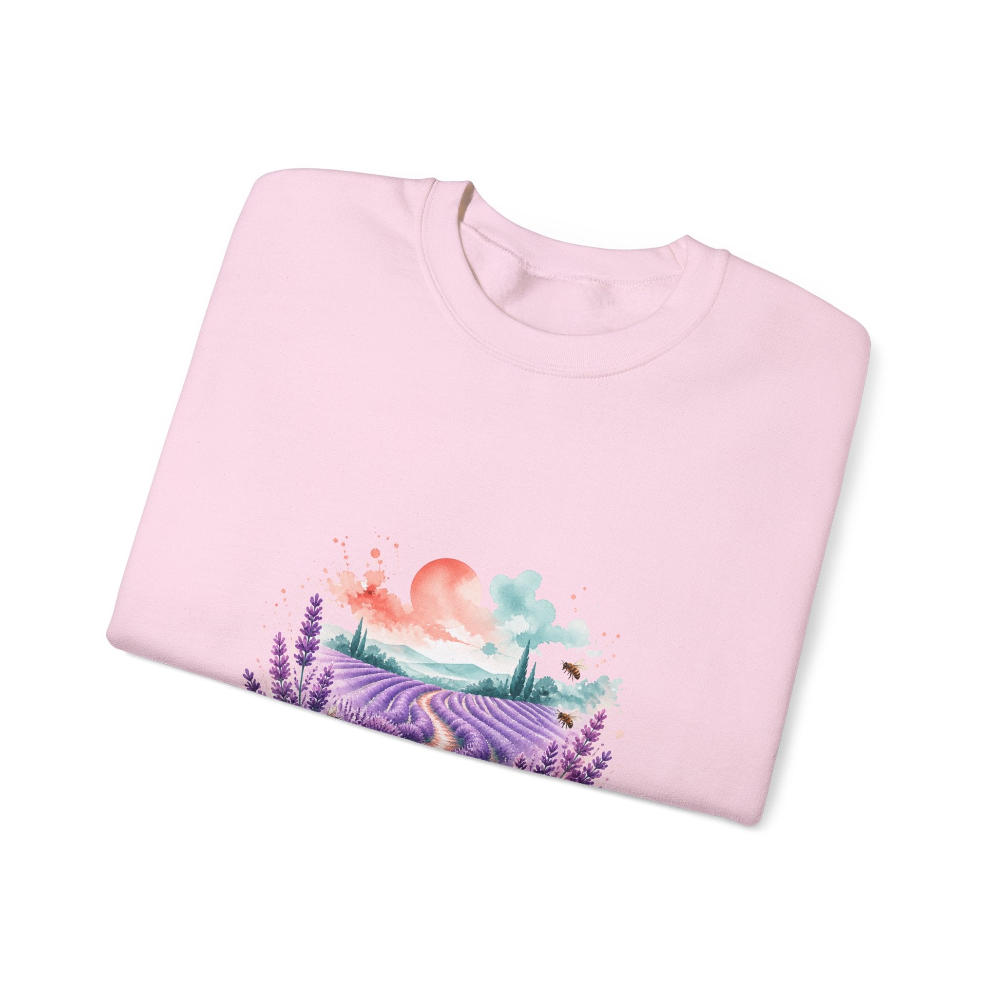 Matching Couple Sweatshirt - Lavender Fields & Canyon Matching Couple Comfort Colors Crew Watercolor Art His Hers Birthday Gift - Design A