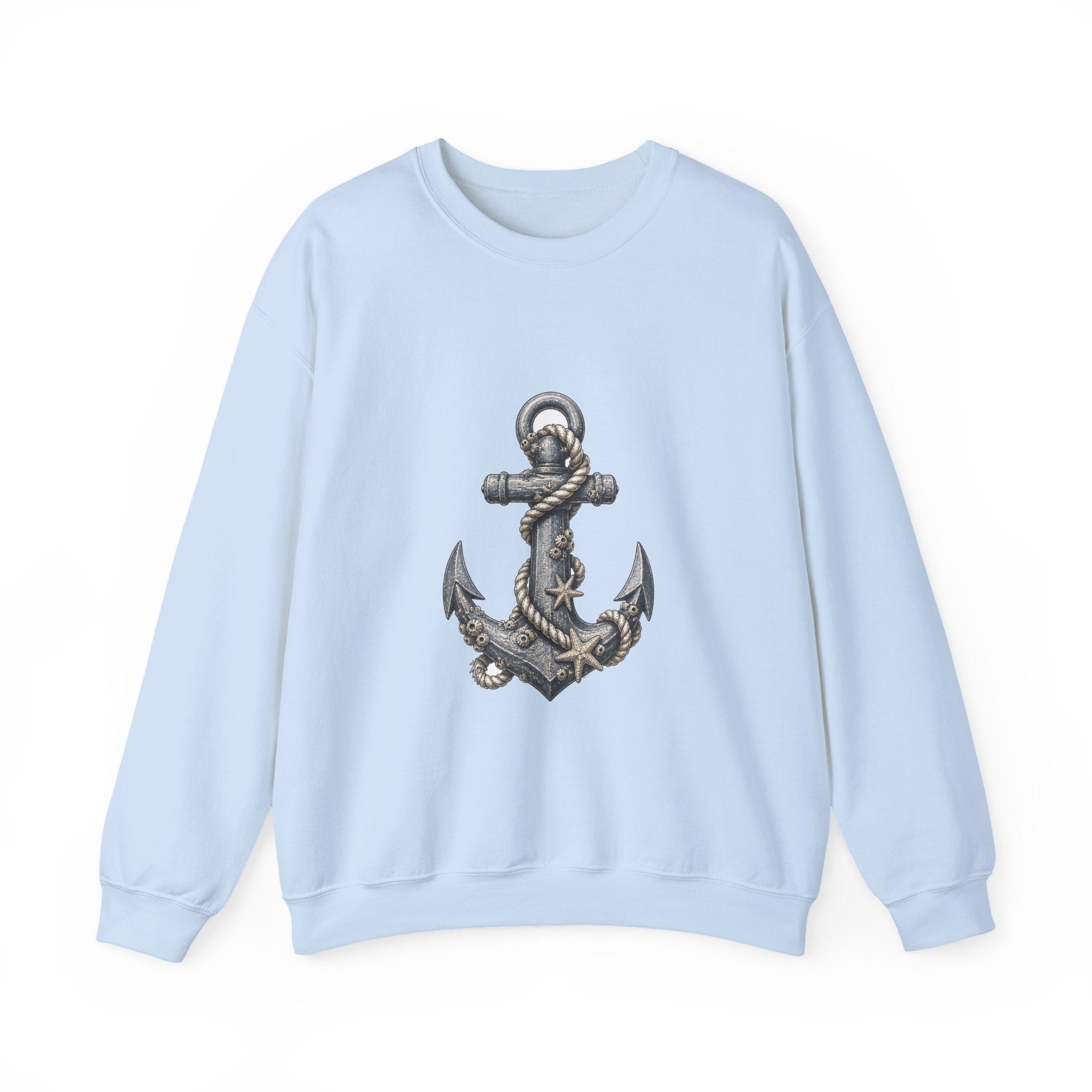 Matching Couple Sweatshirt - Anchor & Sail Matching Couple Comfort Colors Crew Hand-Drawn Art His Hers Anniversary Gift - Design A