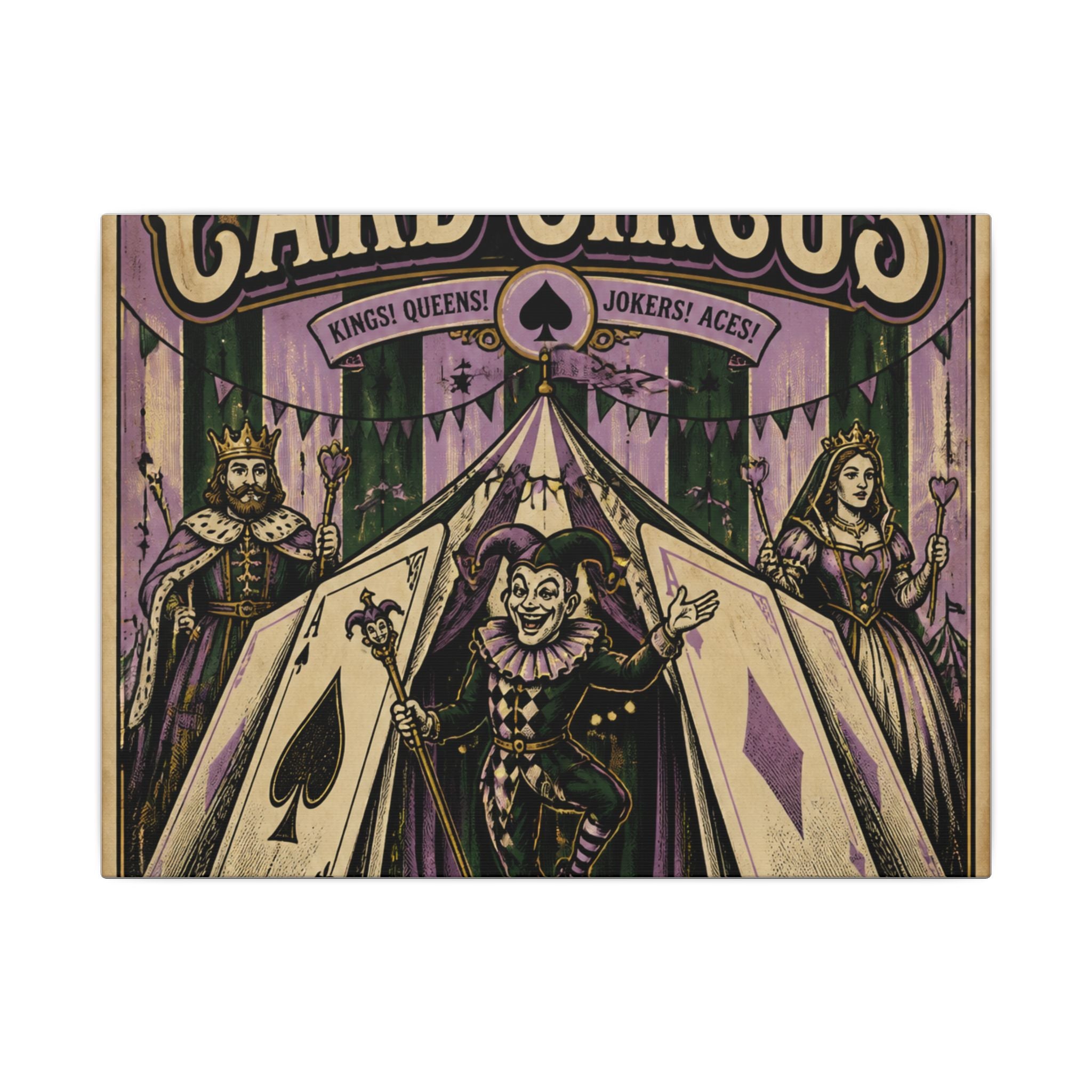 Playing Cards Tent Wall Art Canvas 16×20 Vintage Circus Kitchen Decor Maximalist Print