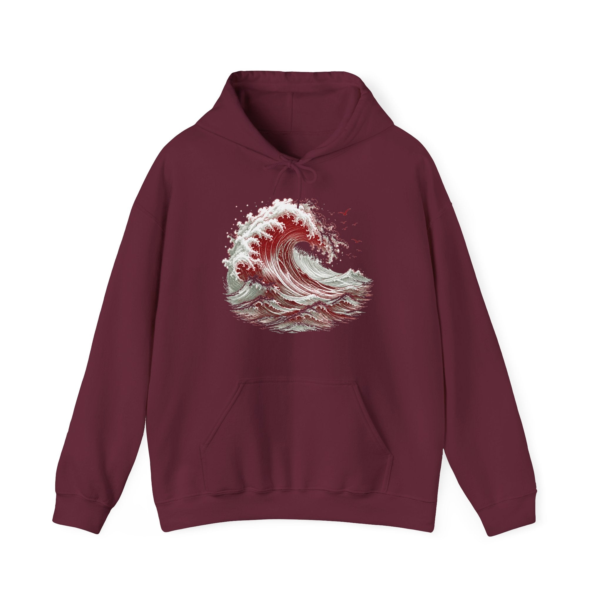 Matching Couple Sweatshirt - Mountain & Ocean Matching Couple Hooded Sweatshirt Hand-Drawn Art His Hers Best Friend Gift - Design B