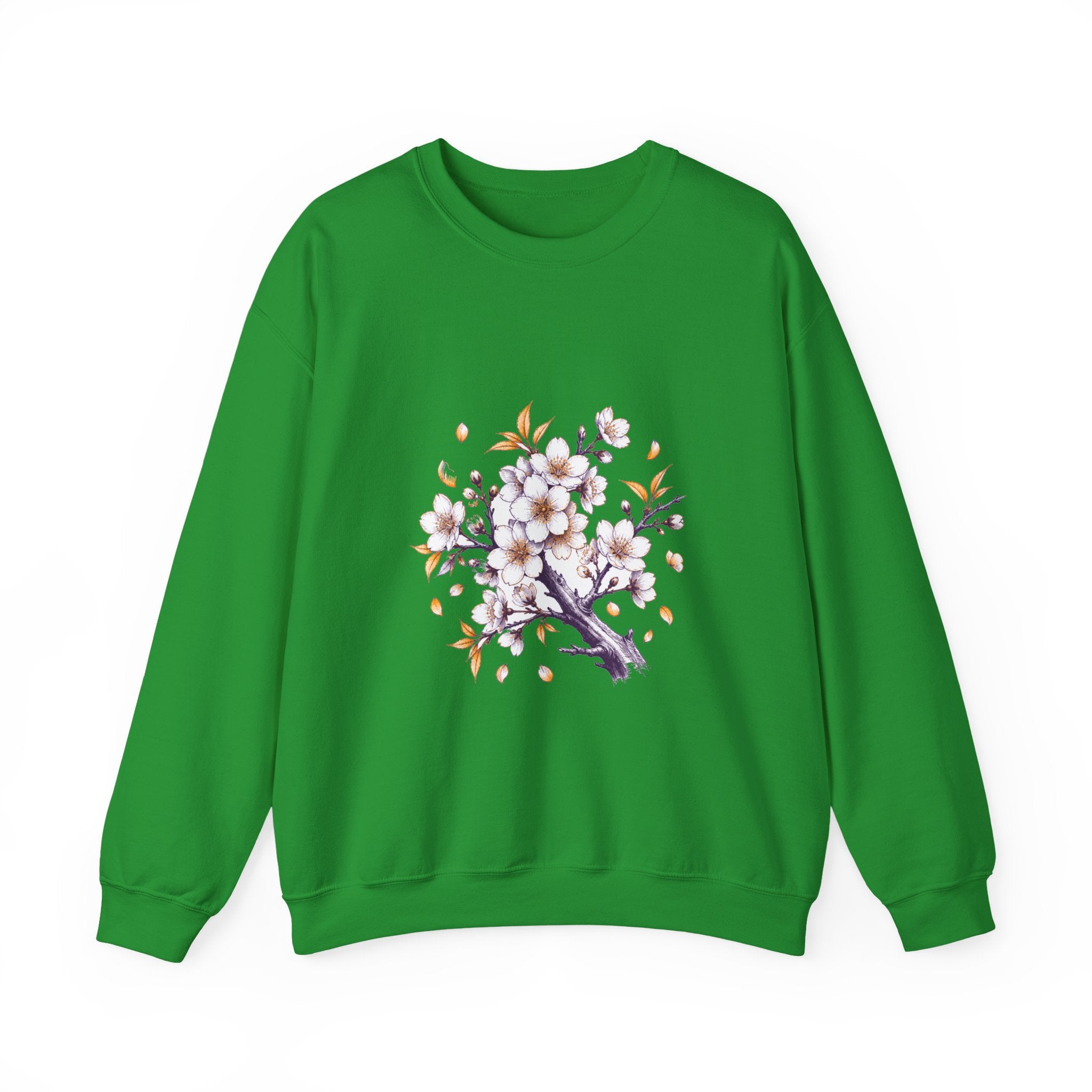 Matching Couple Sweatshirt - Cherry Blossom & Maple Leaf Matching Couple Comfort Colors Crew Hand-Drawn Art His Hers Anniversary Gift - Design A