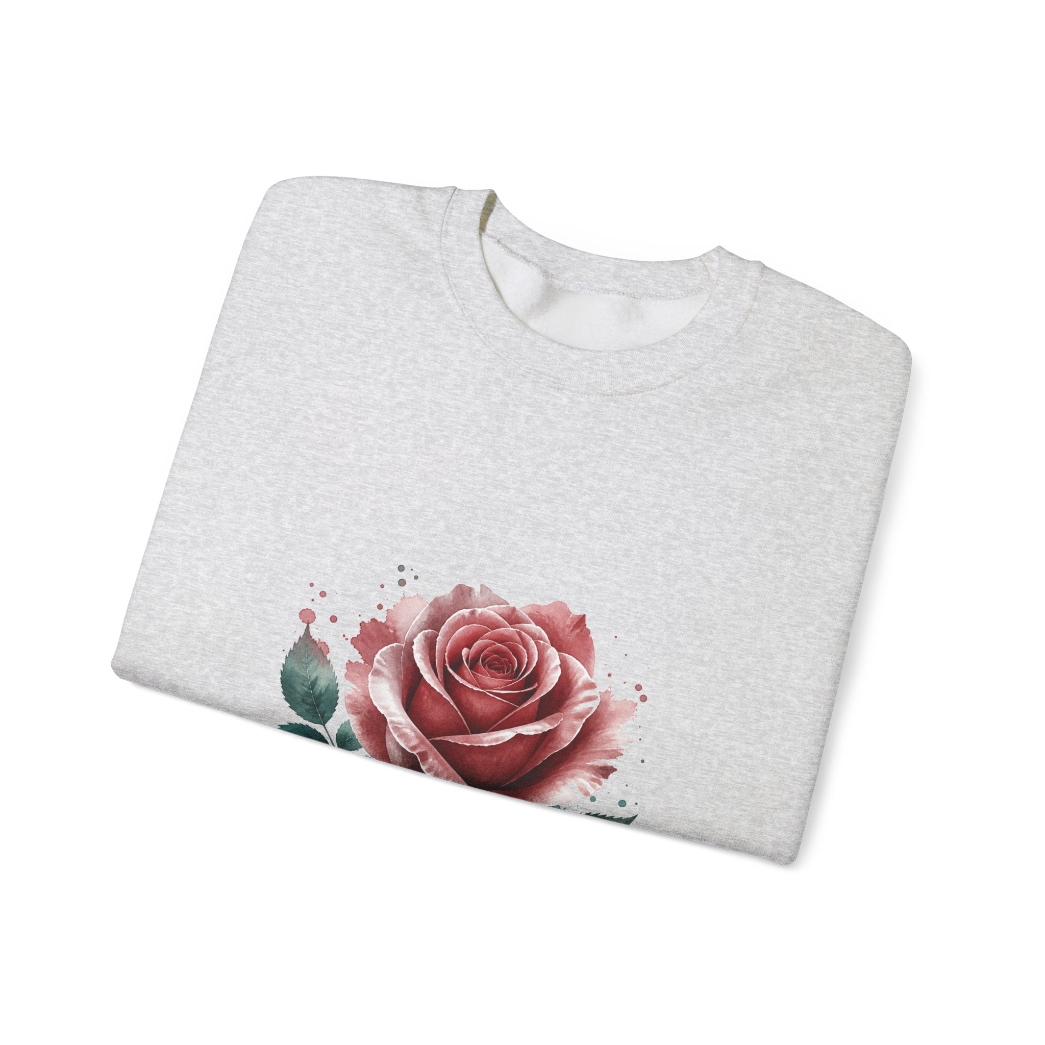 Matching Couple Sweatshirt - Rose & Thorn Matching Couple Crewneck Sweatshirt Watercolor Art His Hers Engagement Gift - Design A