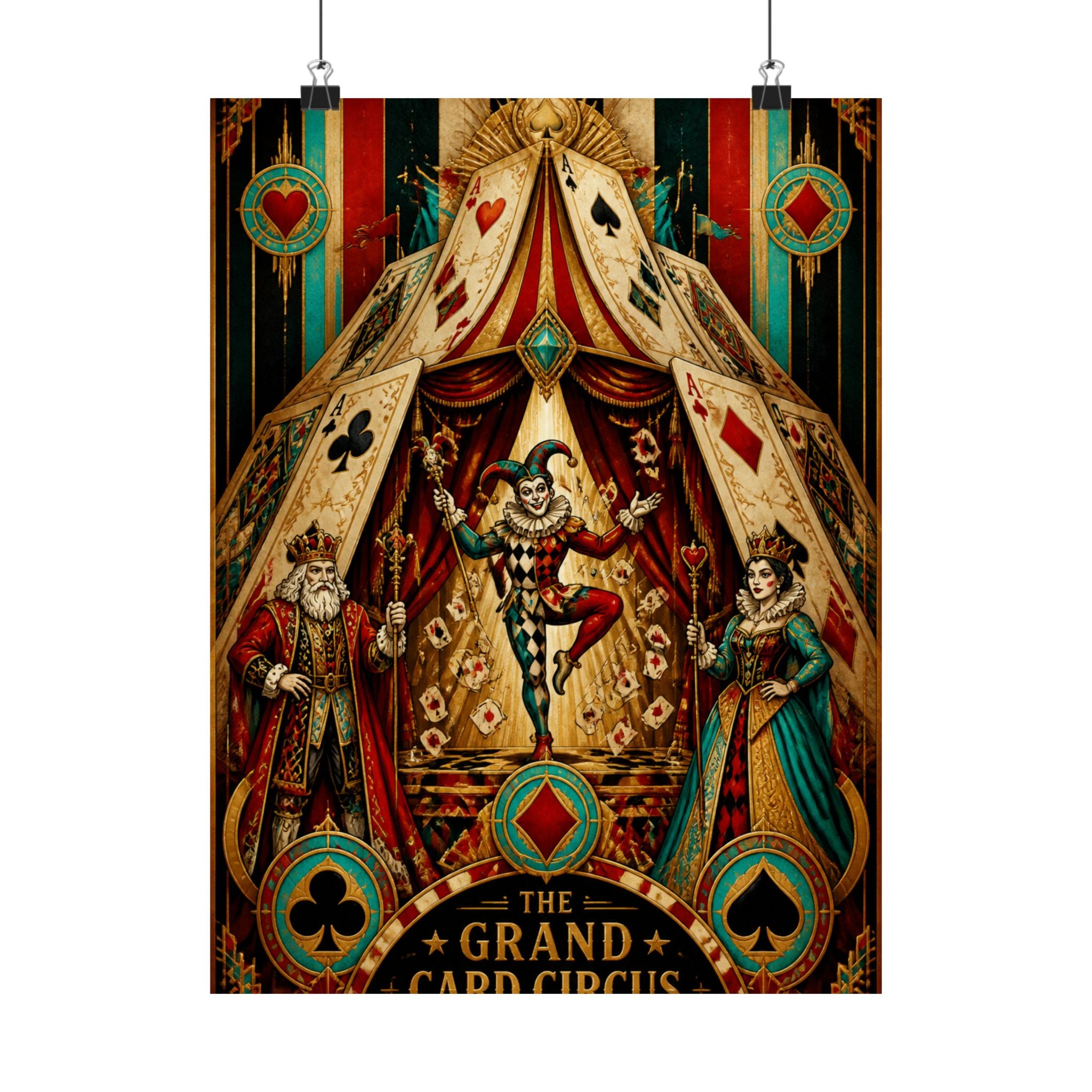 Playing Cards Tent Wall Art Poster 18×24 Art Deco Entryway Decor Maximalist Print