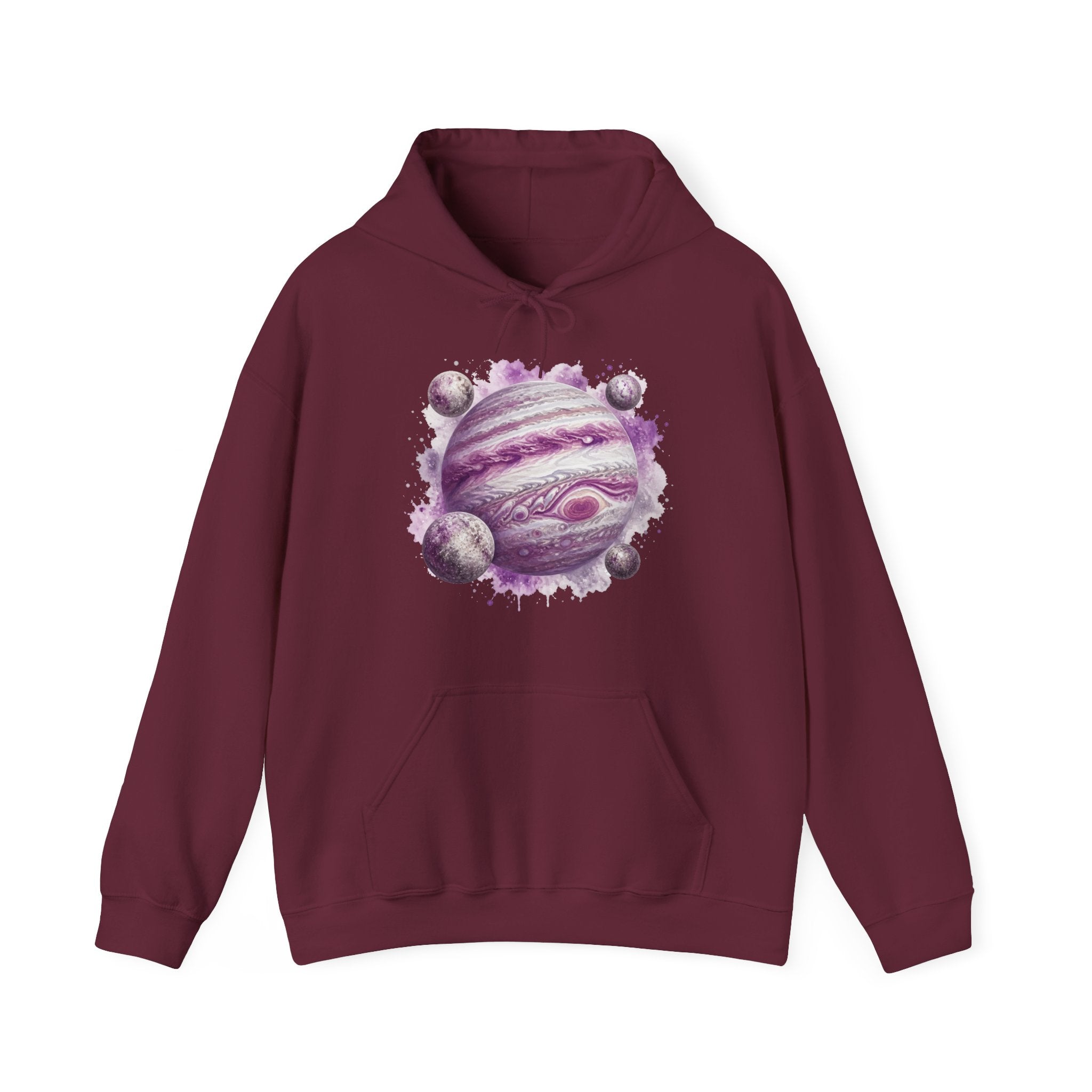 Matching Couple Sweatshirt - Saturn & Jupiter Matching Couple Hooded Sweatshirt Watercolor Art His Hers Engagement Gift - Design B