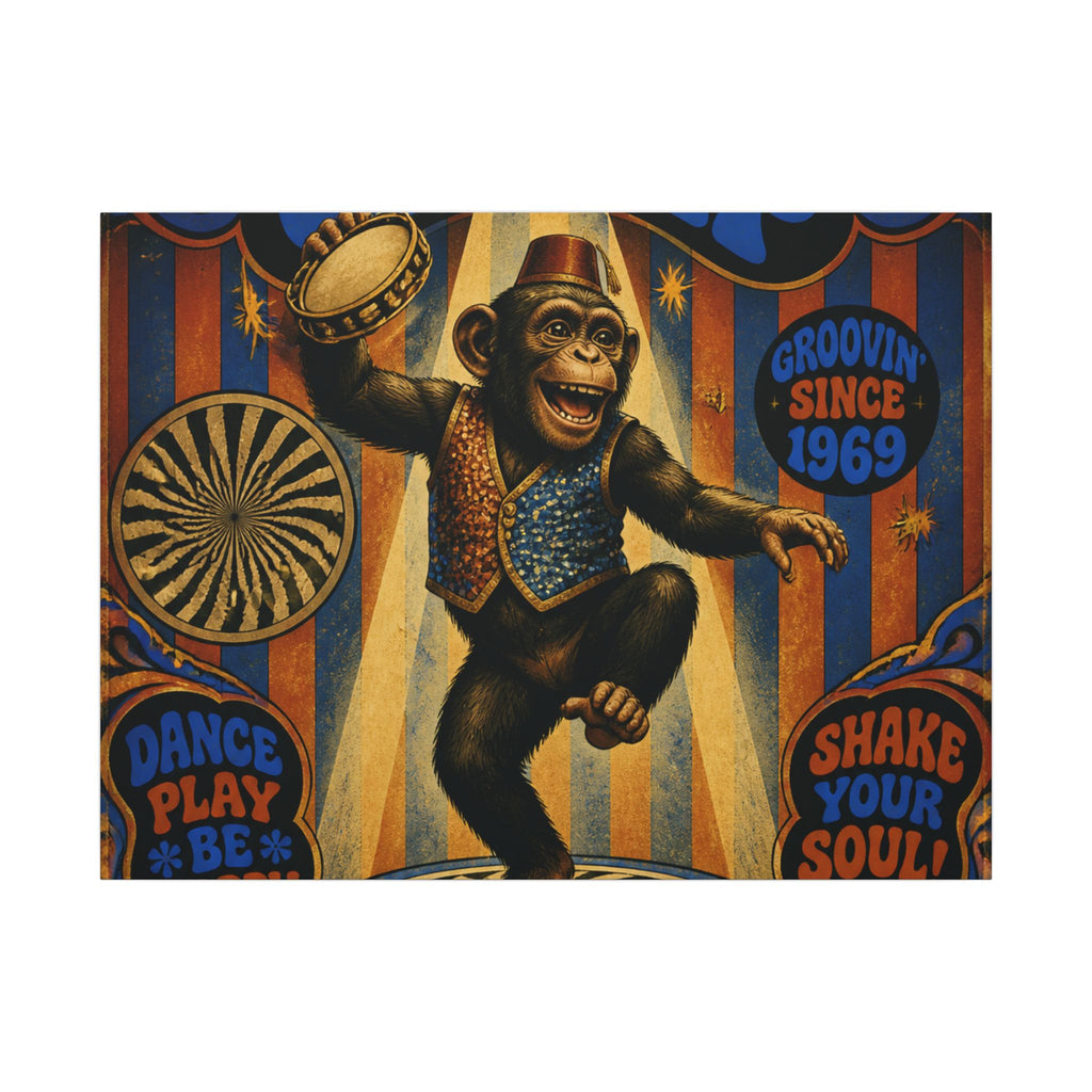 Dancing Monkey Wall Art Canvas 24×36 Psychedelic Dining Room Decor Maximalist Print