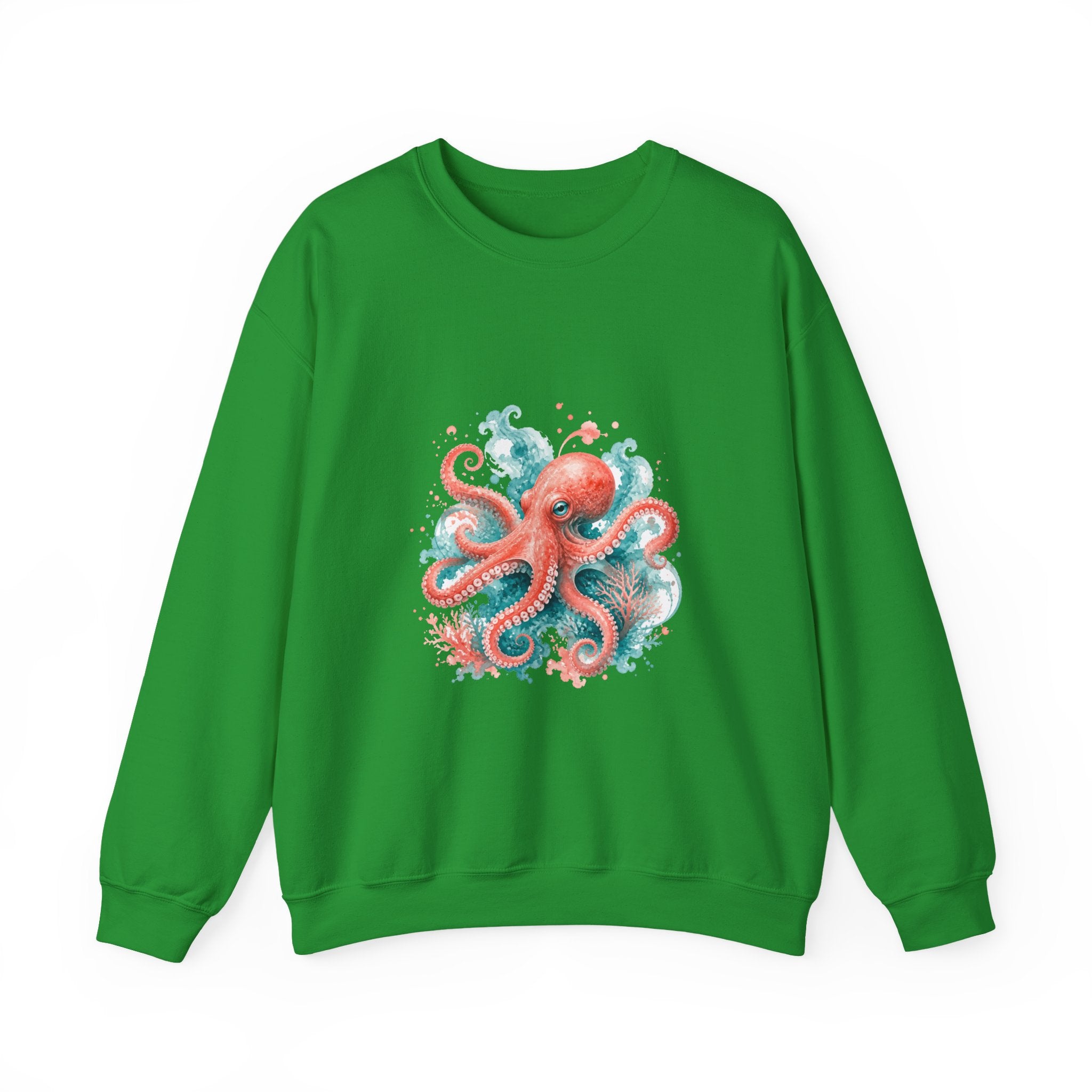 Matching Couple Sweatshirt - Octopus & Jellyfish Matching Couple Premium Fleece Sweatshirt Watercolor Art His Hers Birthday Gift - Design A