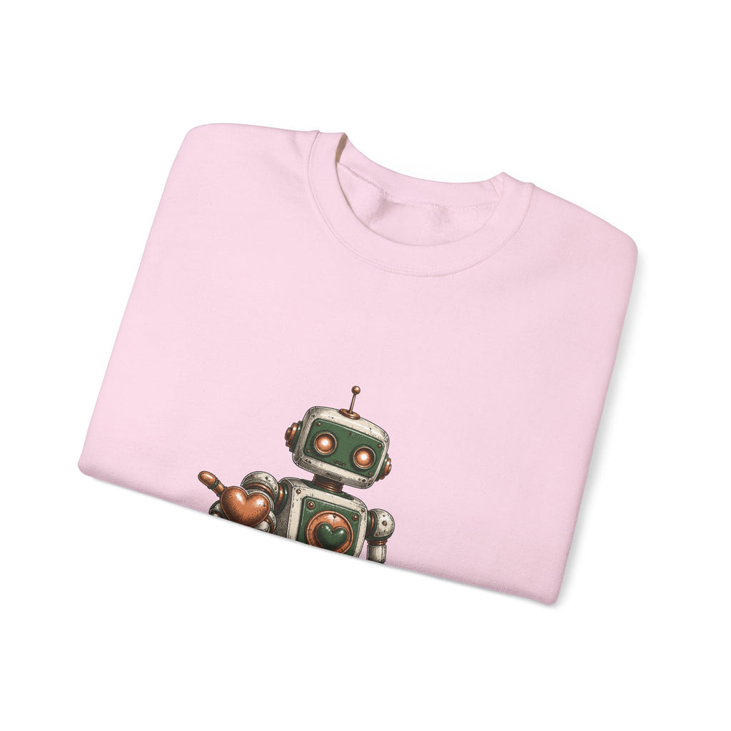 Matching Couple Sweatshirt - Robot & Heart Matching Couple Crewneck Sweatshirt Hand-Drawn Art His Hers Best Friend Gift - Design A