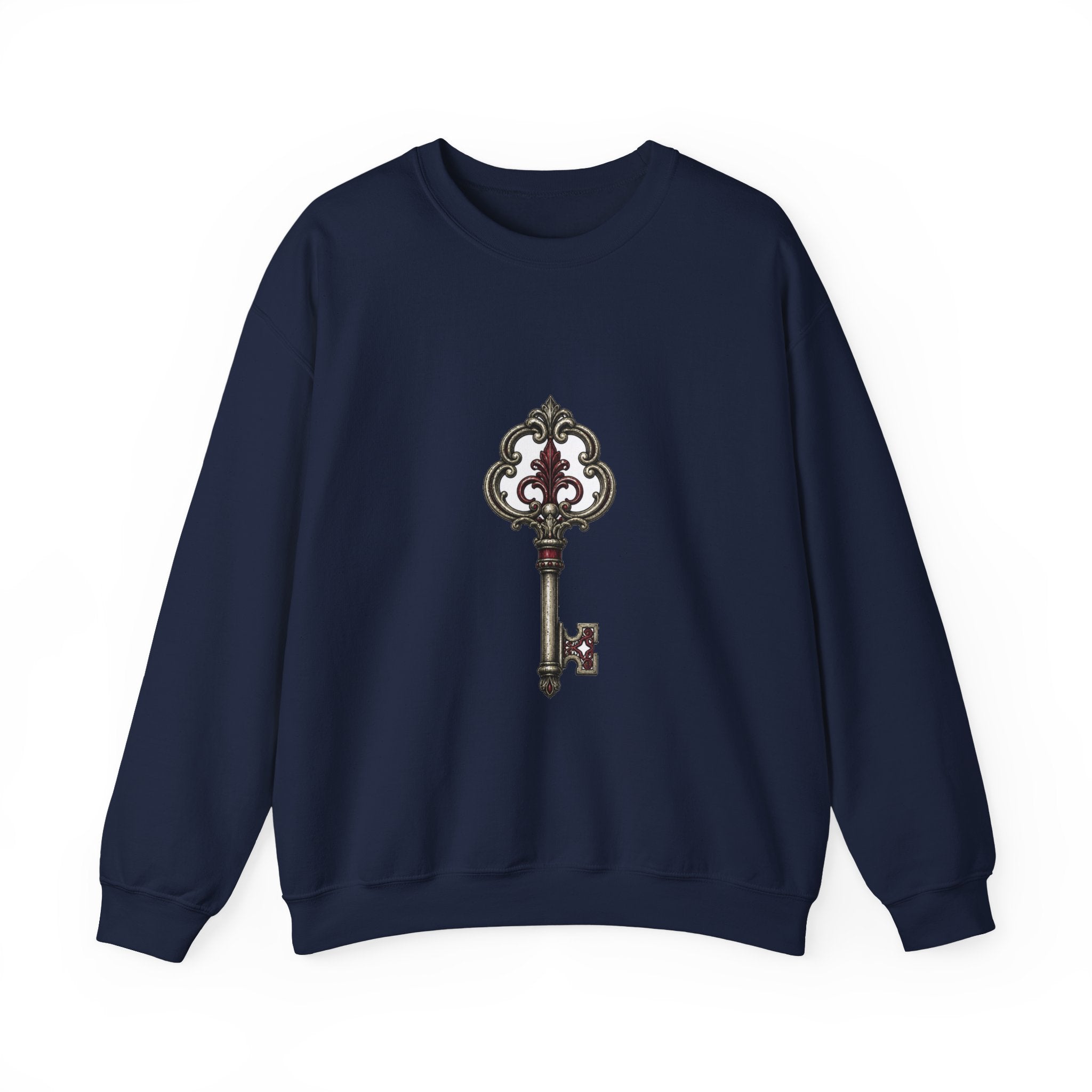 Matching Couple Sweatshirt - Key & Lock Matching Couple Comfort Colors Crew Hand-Drawn Art His Hers Anniversary Gift - Design A