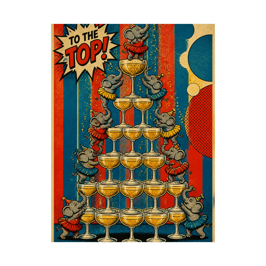Champagne Tower Elephants Wall Art Poster 24×36 Pop Art Restaurant Decor Maximalist Print