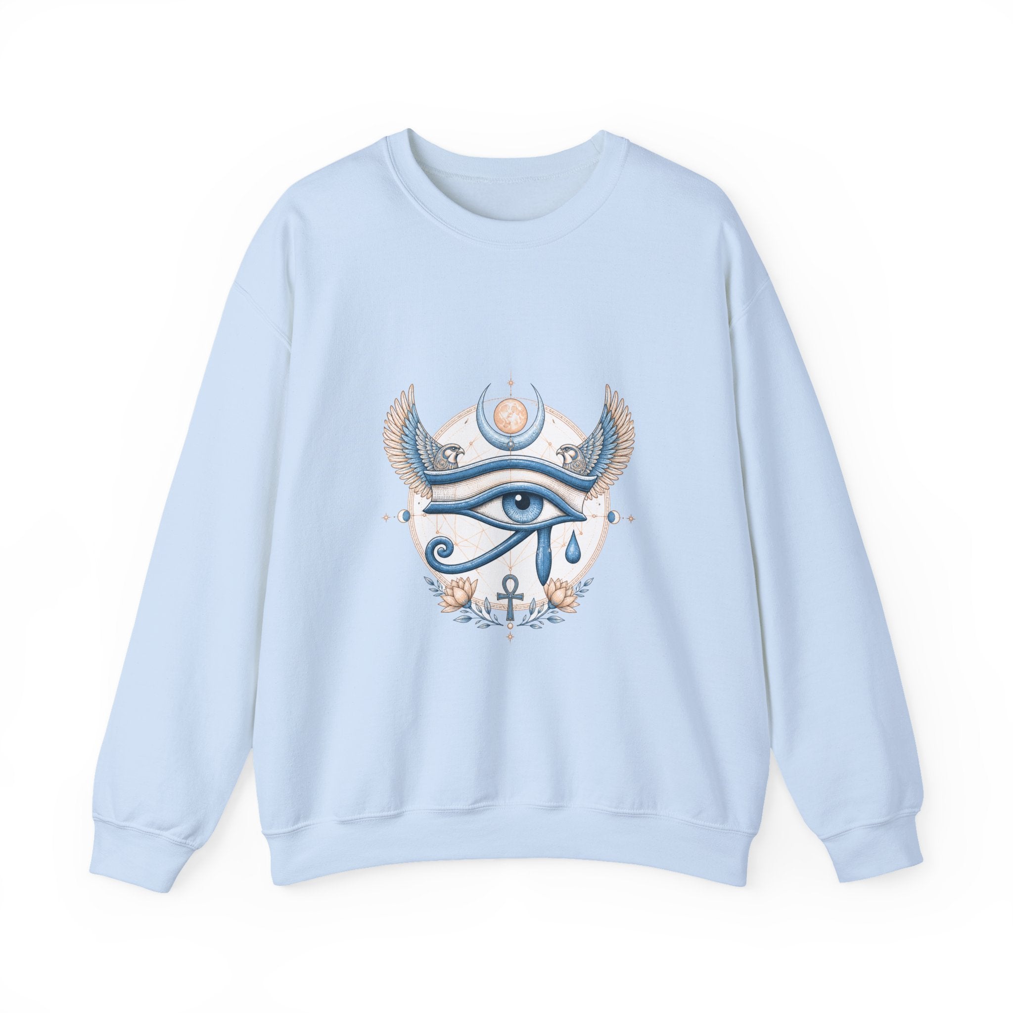 Matching Couple Sweatshirt - Eye of Ra & Horus Matching Couple Comfort Colors Crew Vintage Art His Hers Honeymoon Gift - Design B