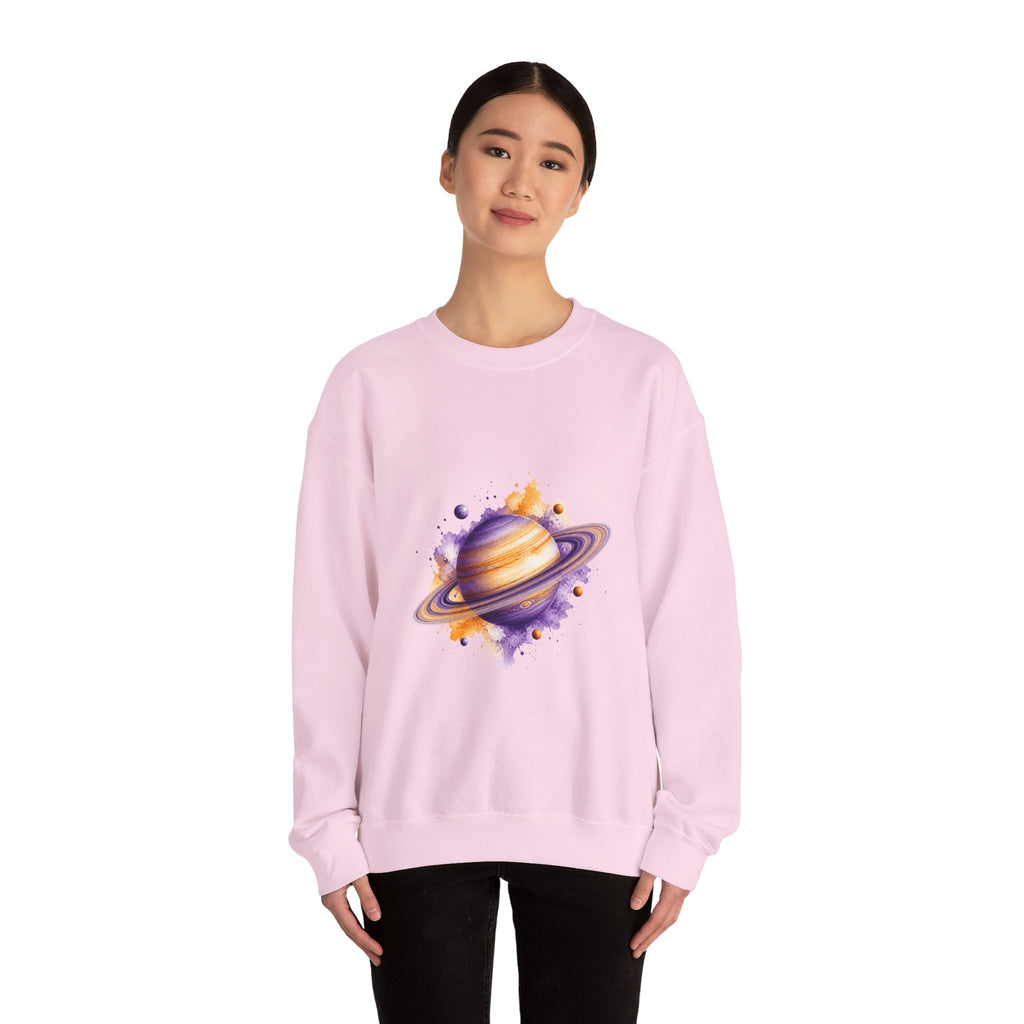 Matching Couple Sweatshirt - Saturn & Jupiter Matching Couple Comfort Colors Crew Watercolor Art His Hers Birthday Gift - Design A