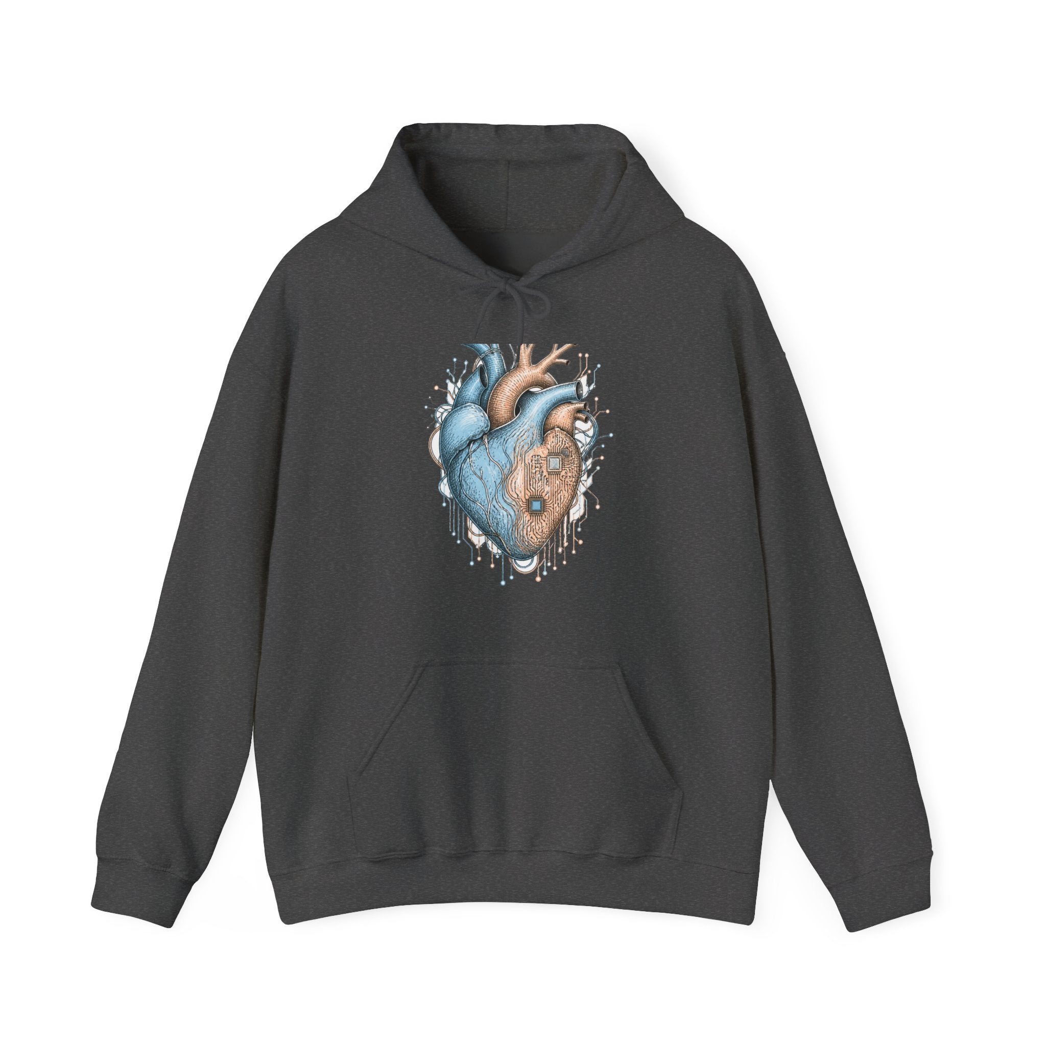 Matching Couple Sweatshirt - Robot & Heart Matching Couple Hooded Sweatshirt Hand-Drawn Art His Hers Best Friend Gift - Design B