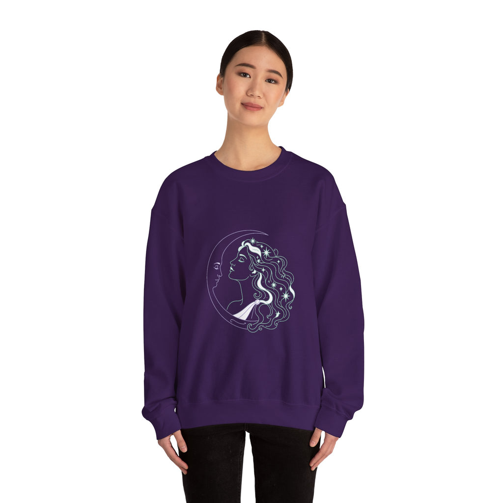Matching Couple Sweatshirt - Helios & Selene Matching Couple Premium Fleece Sweatshirt Minimalist Art His Hers Christmas Gift - Design B