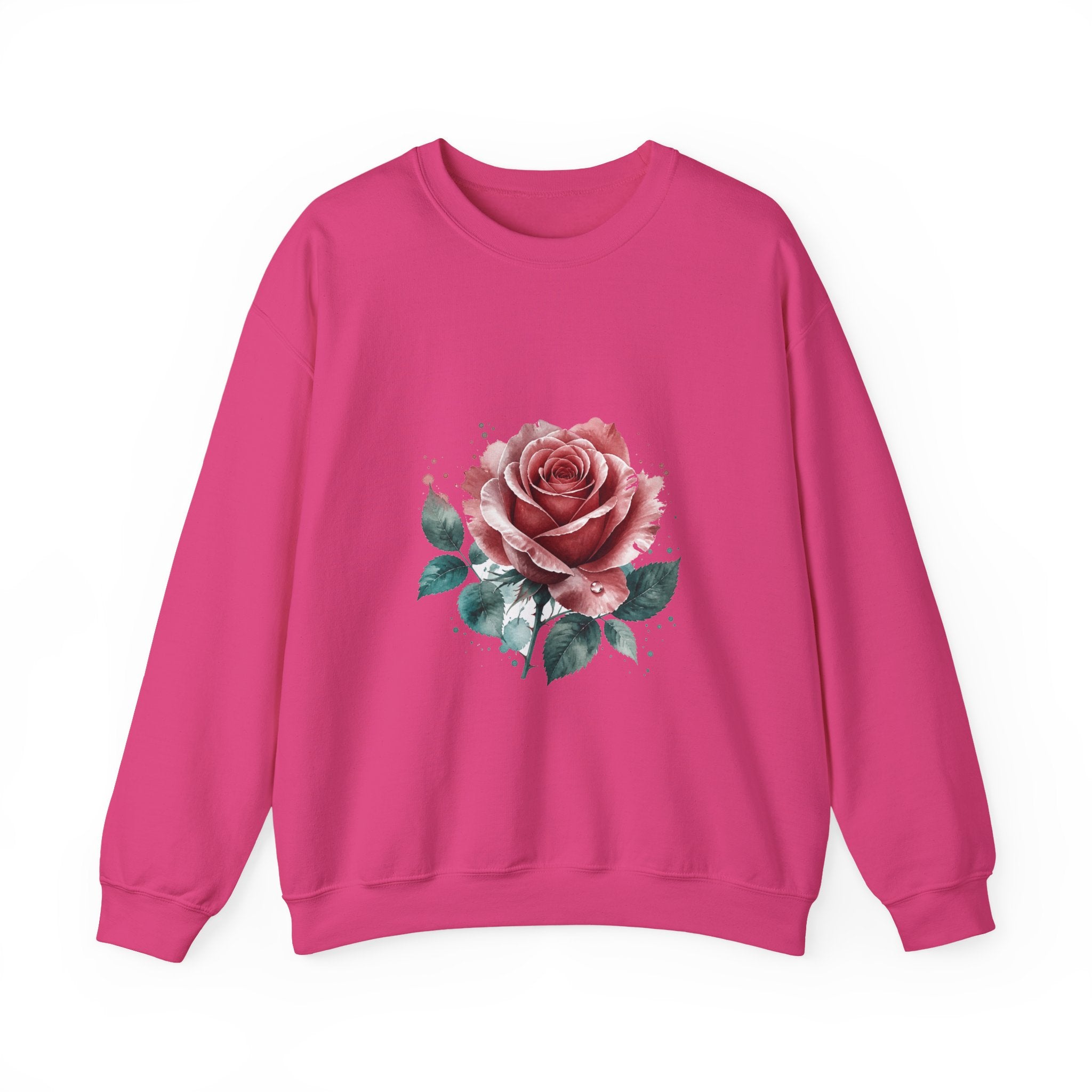 Matching Couple Sweatshirt - Rose & Thorn Matching Couple Crewneck Sweatshirt Watercolor Art His Hers Engagement Gift - Design A