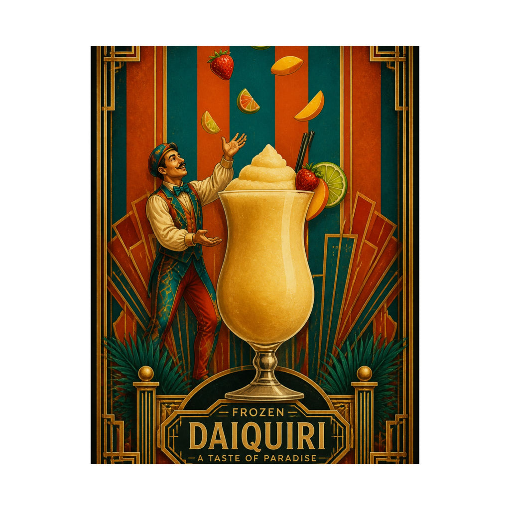 Daiquiri Fruit Juggler Wall Art Poster 24×36 Art Deco Bar Area Decor Maximalist Print