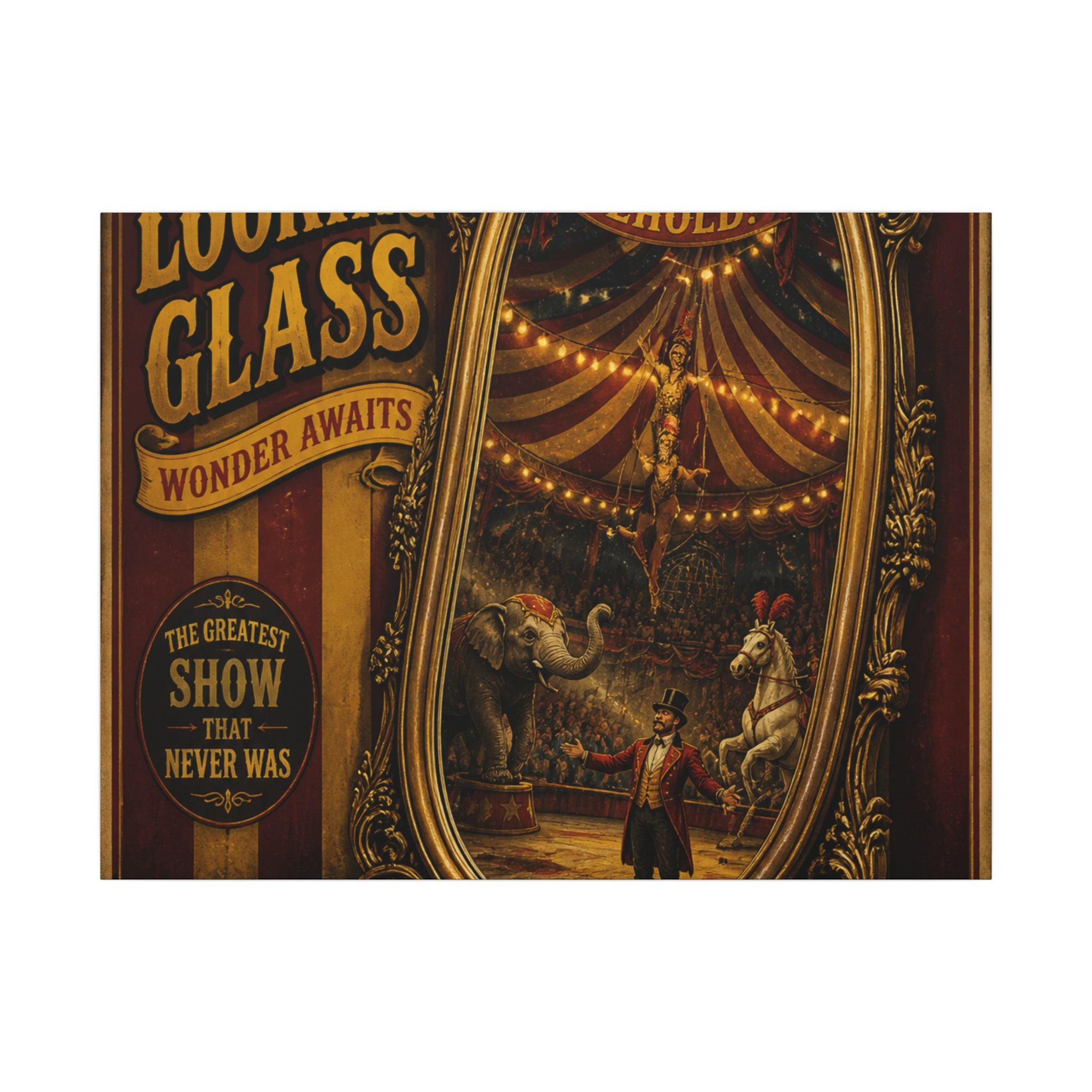Vintage Mirror Circus Wall Art Canvas 16×20 Vintage Circus Kitchen Decor Maximalist Print