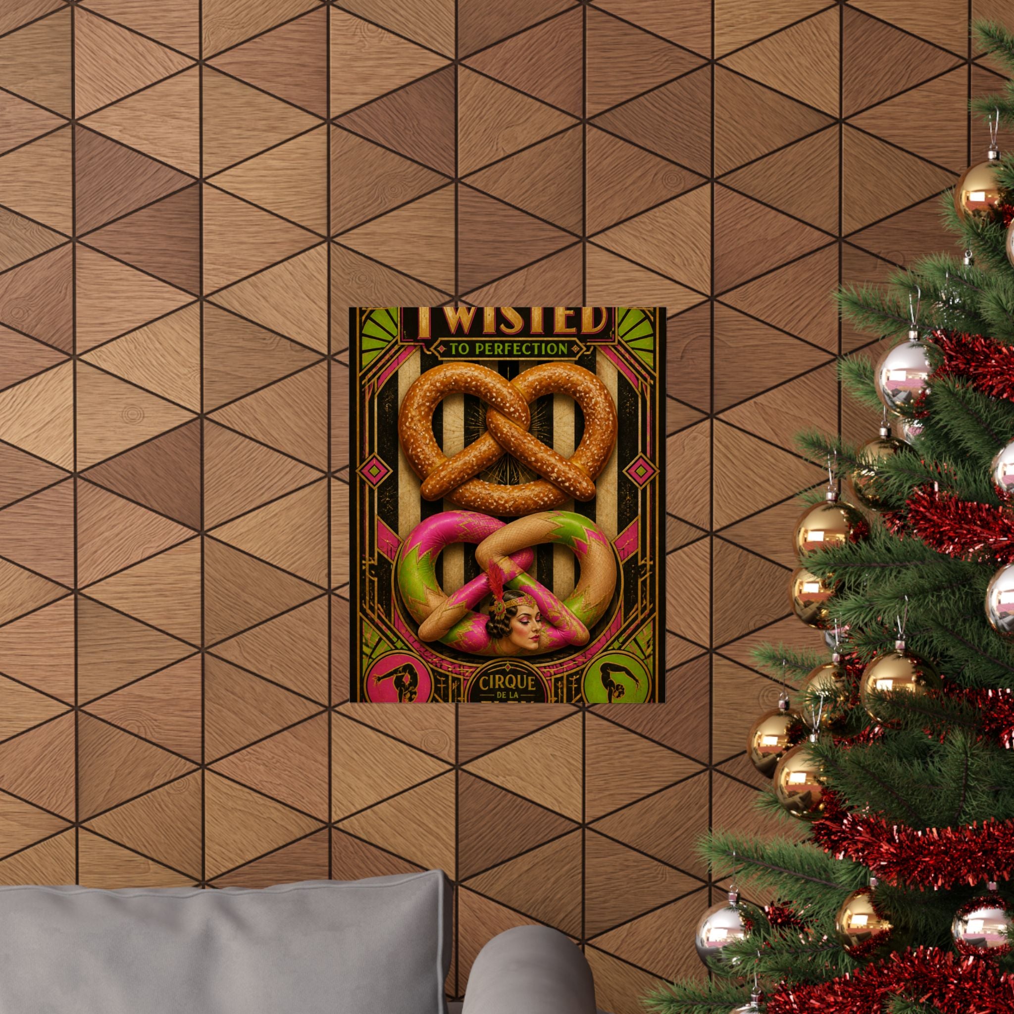 Pretzel Contortionist Wall Art Poster 24×36 Art Deco Bar Area Decor Maximalist Print