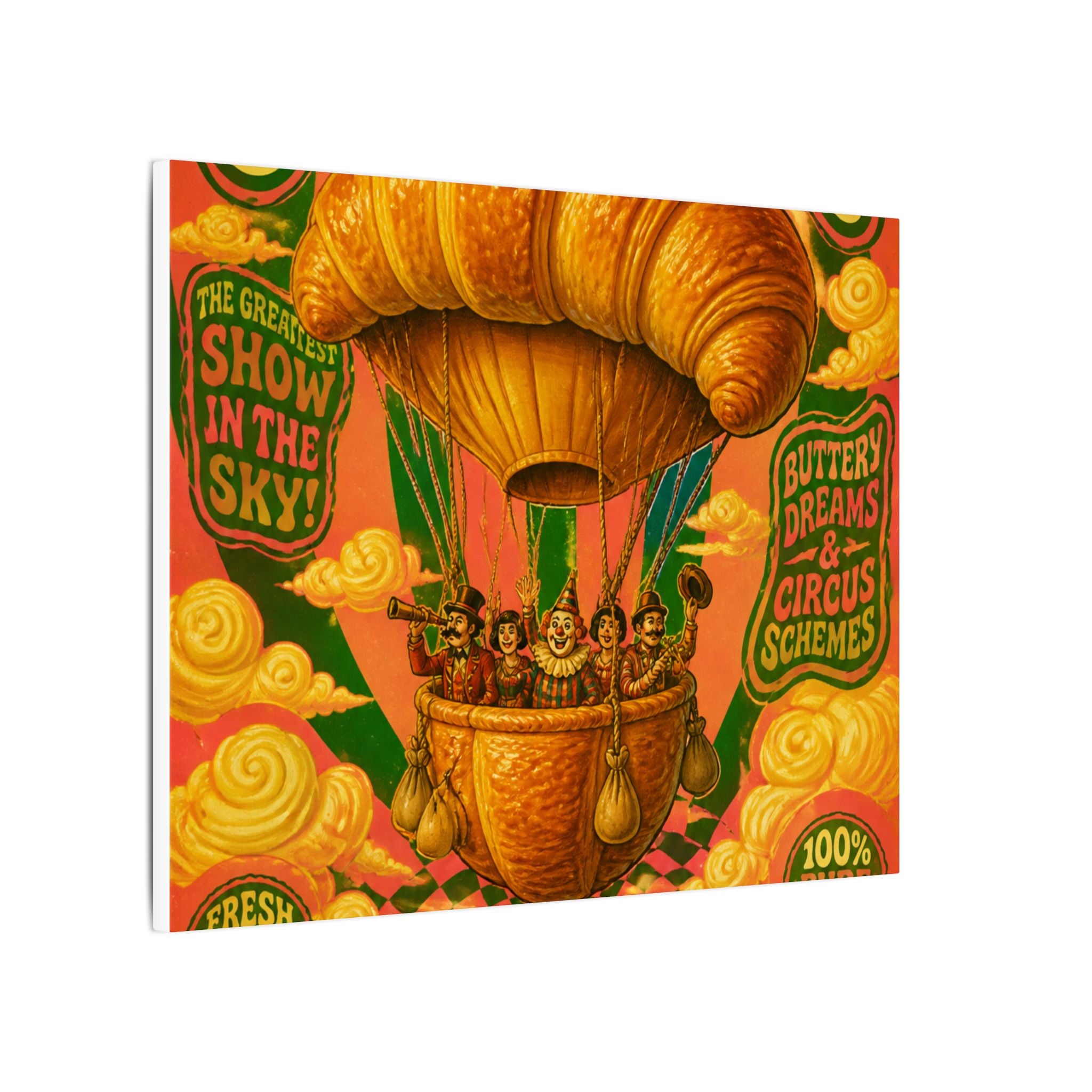 Croissant Hot Air Balloon Wall Art Canvas 24×36 Psychedelic Dining Room Decor Maximalist Print