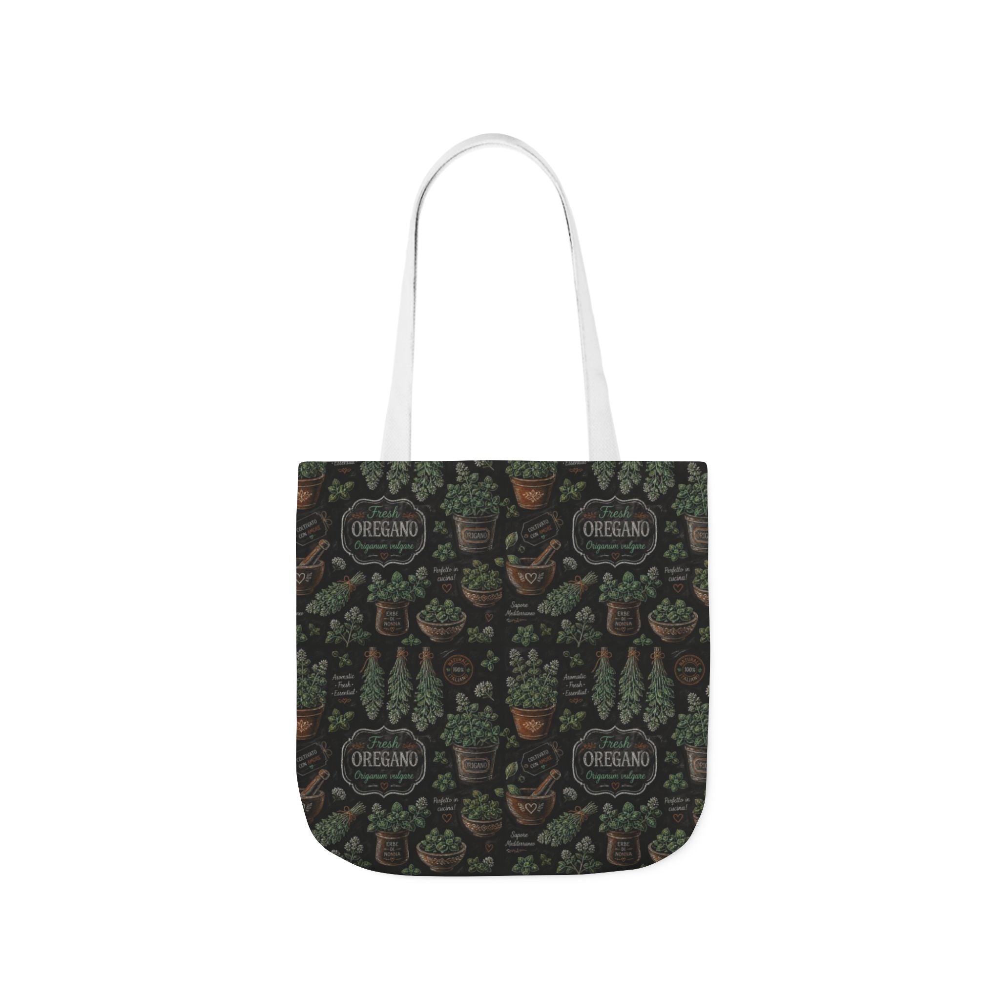 Oregano Sprigs Canvas Tote Bag Mediterranean Kitchen Chalk Art Design Italian Cottagecore Gift