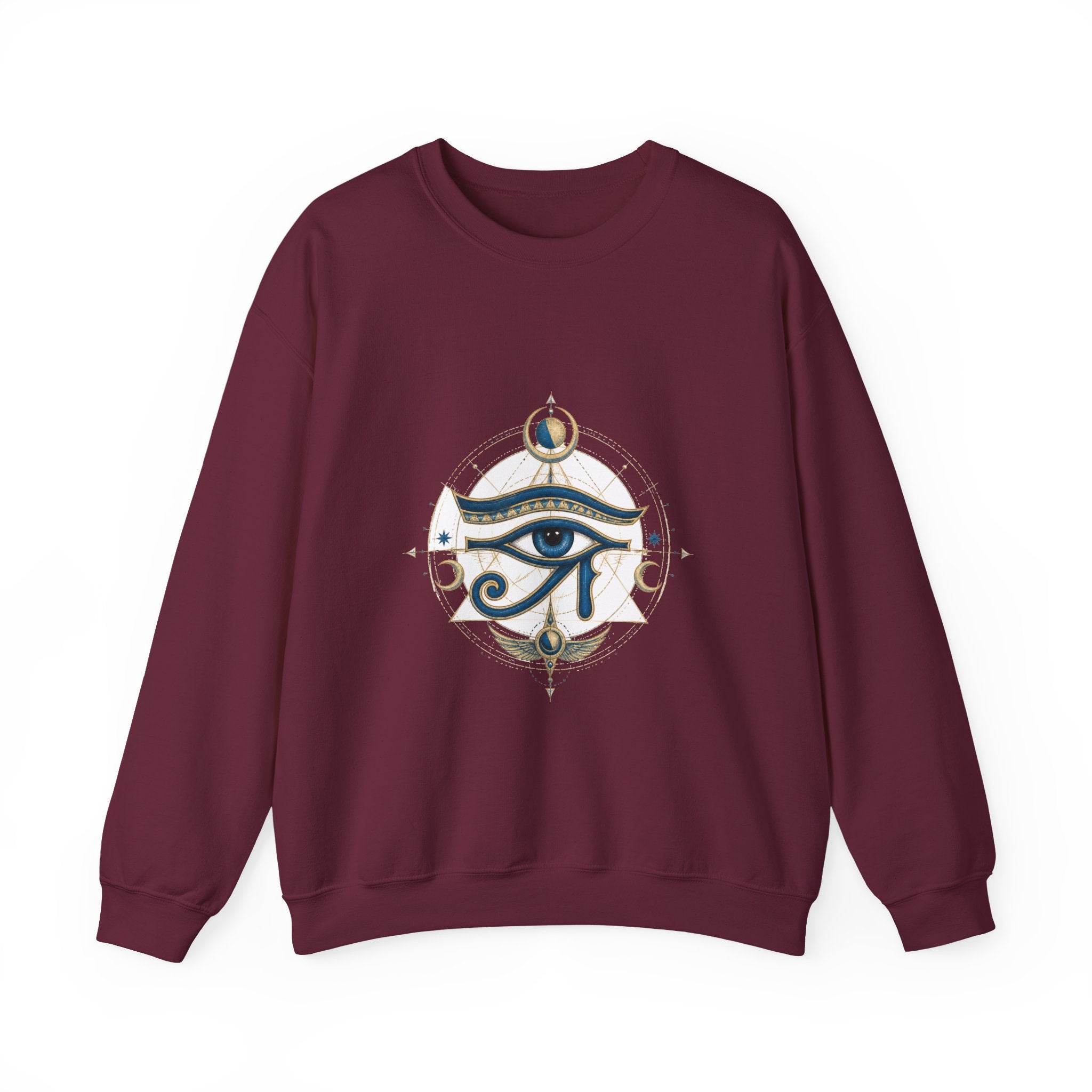 Matching Couple Sweatshirt - Eye of Ra & Horus Matching Couple Comfort Colors Crew Hand-Drawn Art His Hers Anniversary Gift - Design B