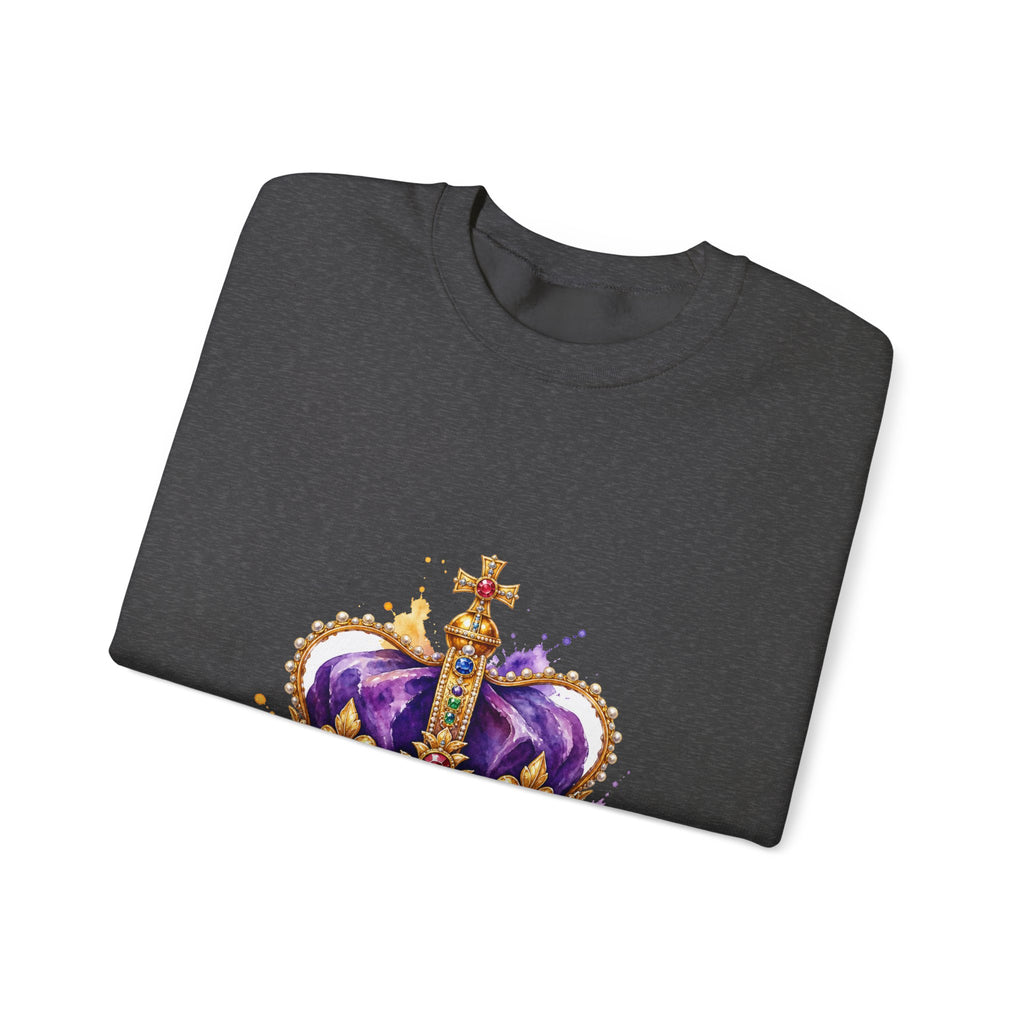 Matching Couple Sweatshirt - Crown & Shield Matching Couple Premium Fleece Sweatshirt Watercolor Art His Hers Birthday Gift - Design A