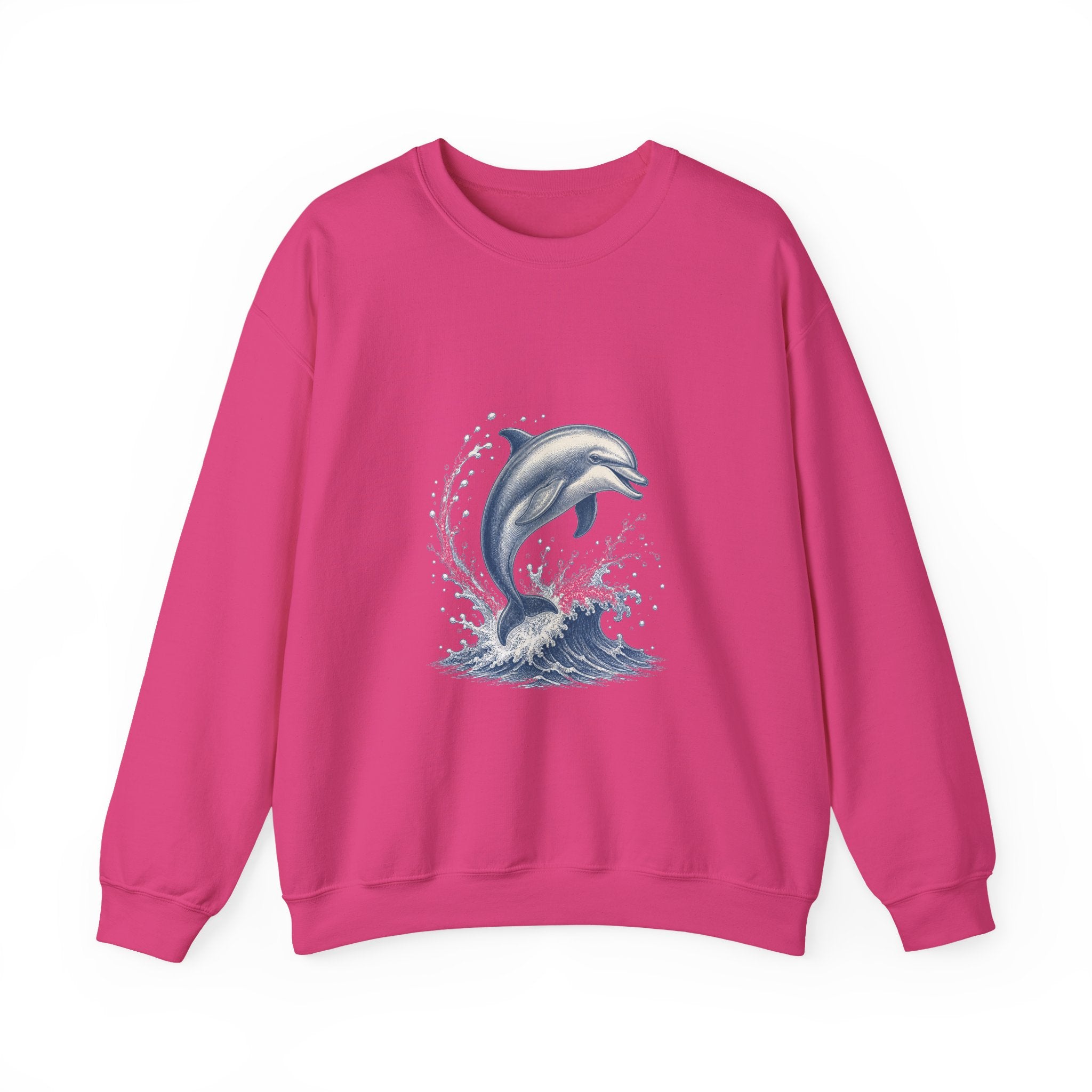 Matching Couple Sweatshirt - Shark & Dolphin Matching Couple Premium Fleece Sweatshirt Vintage Art His Hers Honeymoon Gift - Design B