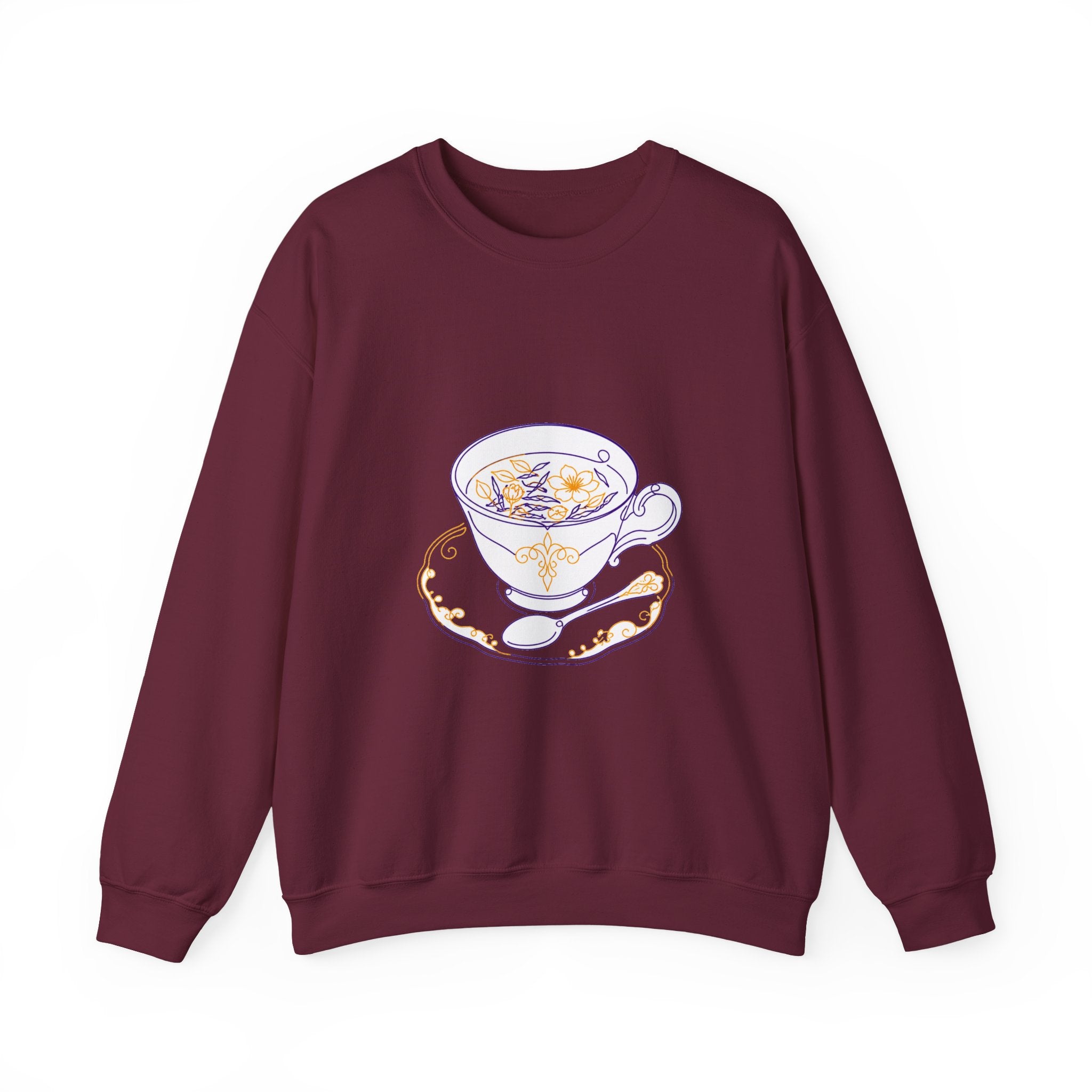 Matching Couple Sweatshirt - Coffee & Tea Matching Couple Crewneck Sweatshirt Minimalist Art His Hers Valentine Gift - Design B