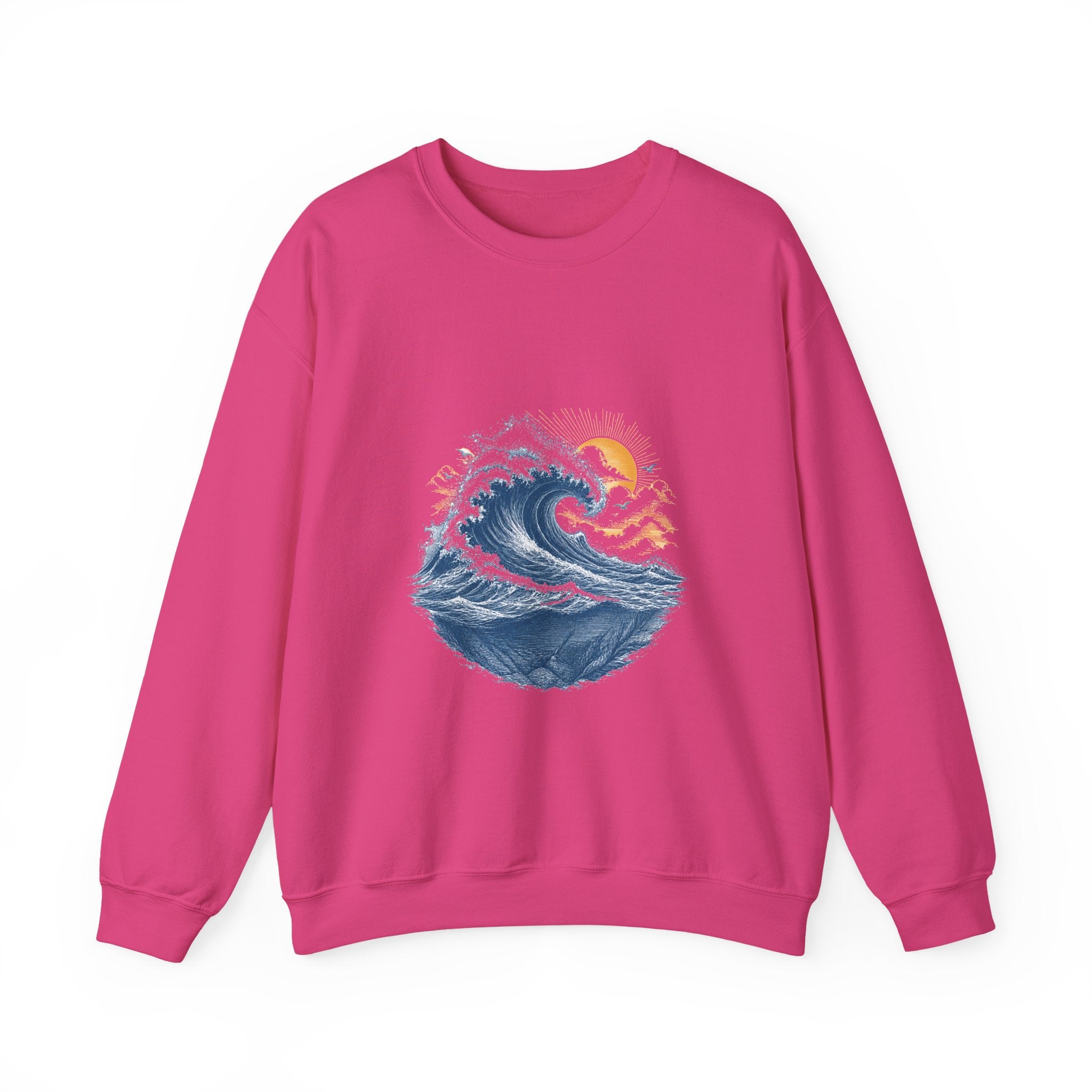 Matching Couple Sweatshirt - Mountain & Ocean Matching Couple Premium Fleece Sweatshirt Vintage Art His Hers Honeymoon Gift - Design B