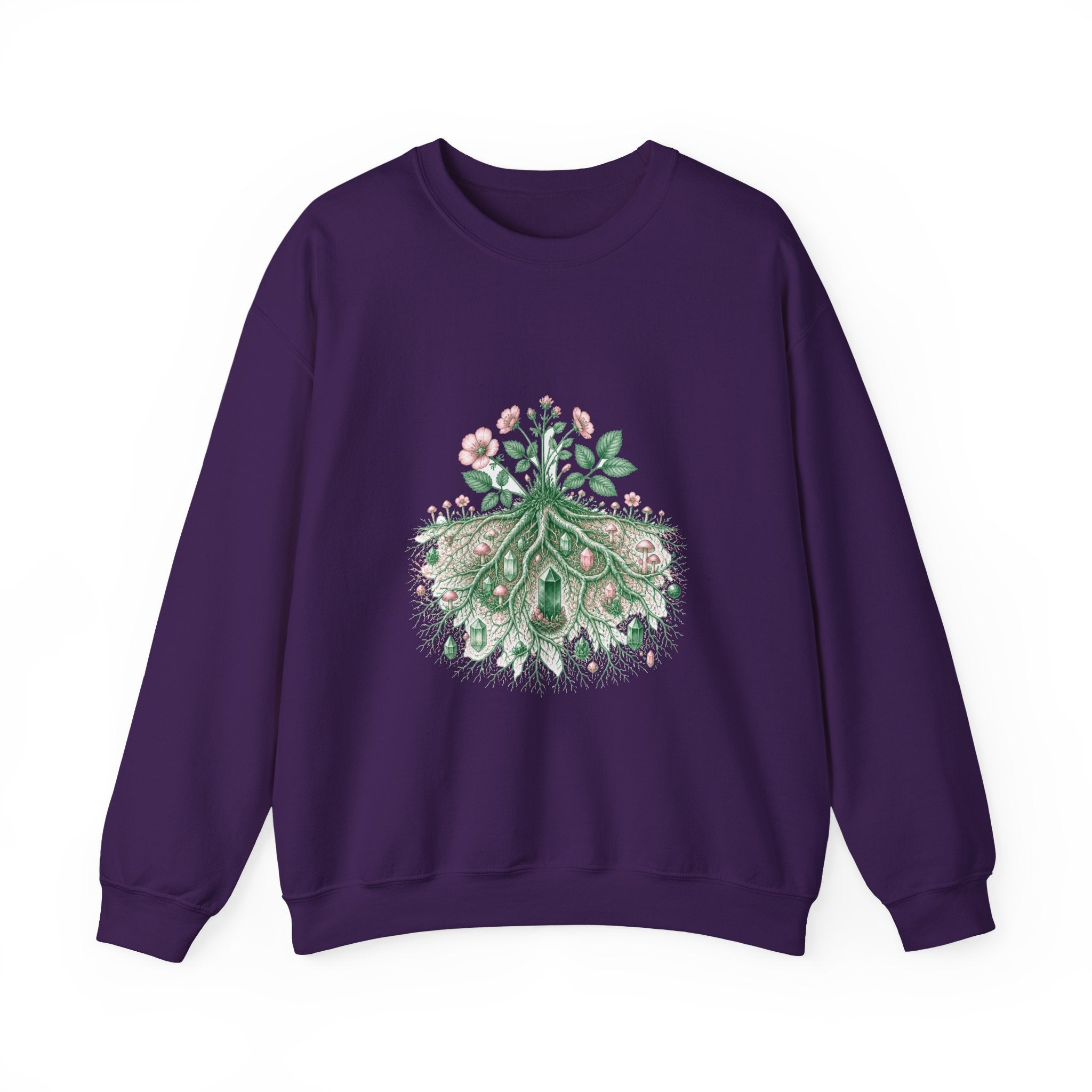 Matching Couple Sweatshirt - Ancient Oak & Deep Roots Matching Couple Crewneck Sweatshirt Vintage Art His Hers Wedding Gift - Design B